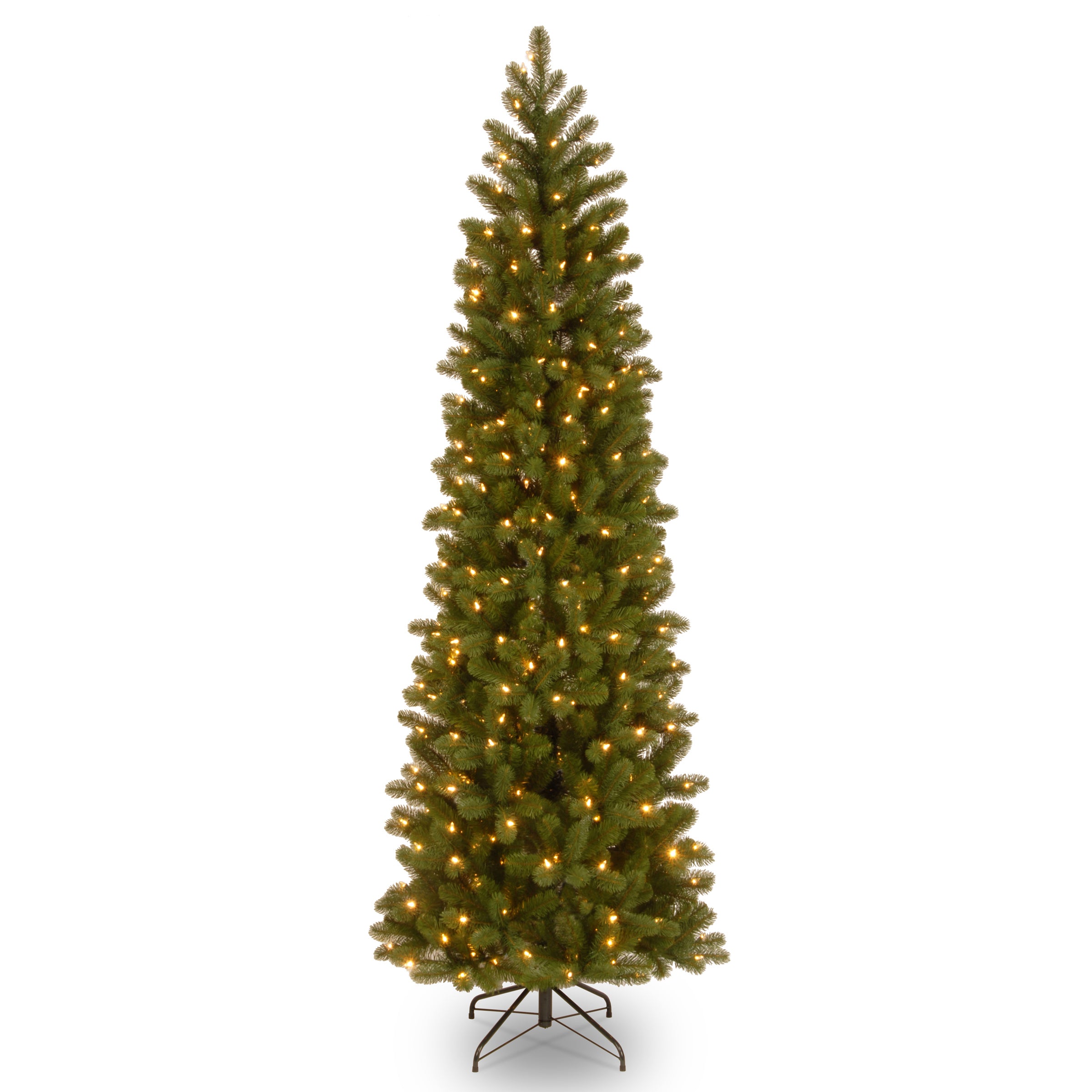 6.5 ft Pre-Lit Downswept Douglas Fir Pencil Slim Christmas Tree with 300 Clear LED Lights - Perfect for Small Spaces & Holiday Decor