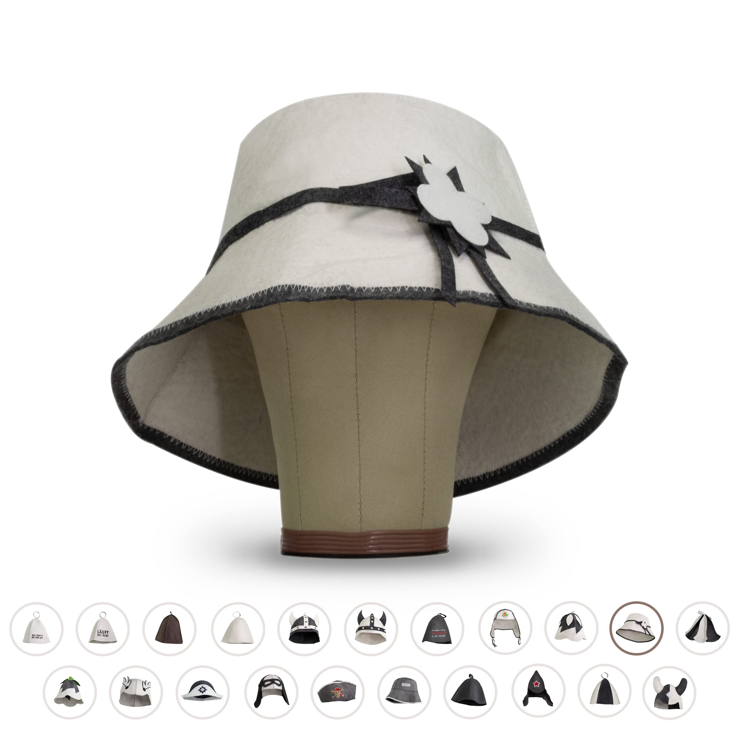LoWell® Sauna Hat for Women & Men - Premium Felt Sauna Cap with Free Sauna Guide - Ideal Sauna Accessory for Spa & Wellness - Perfect for Steam Rooms, Infrared Saunas & Relaxation (Flower Design)