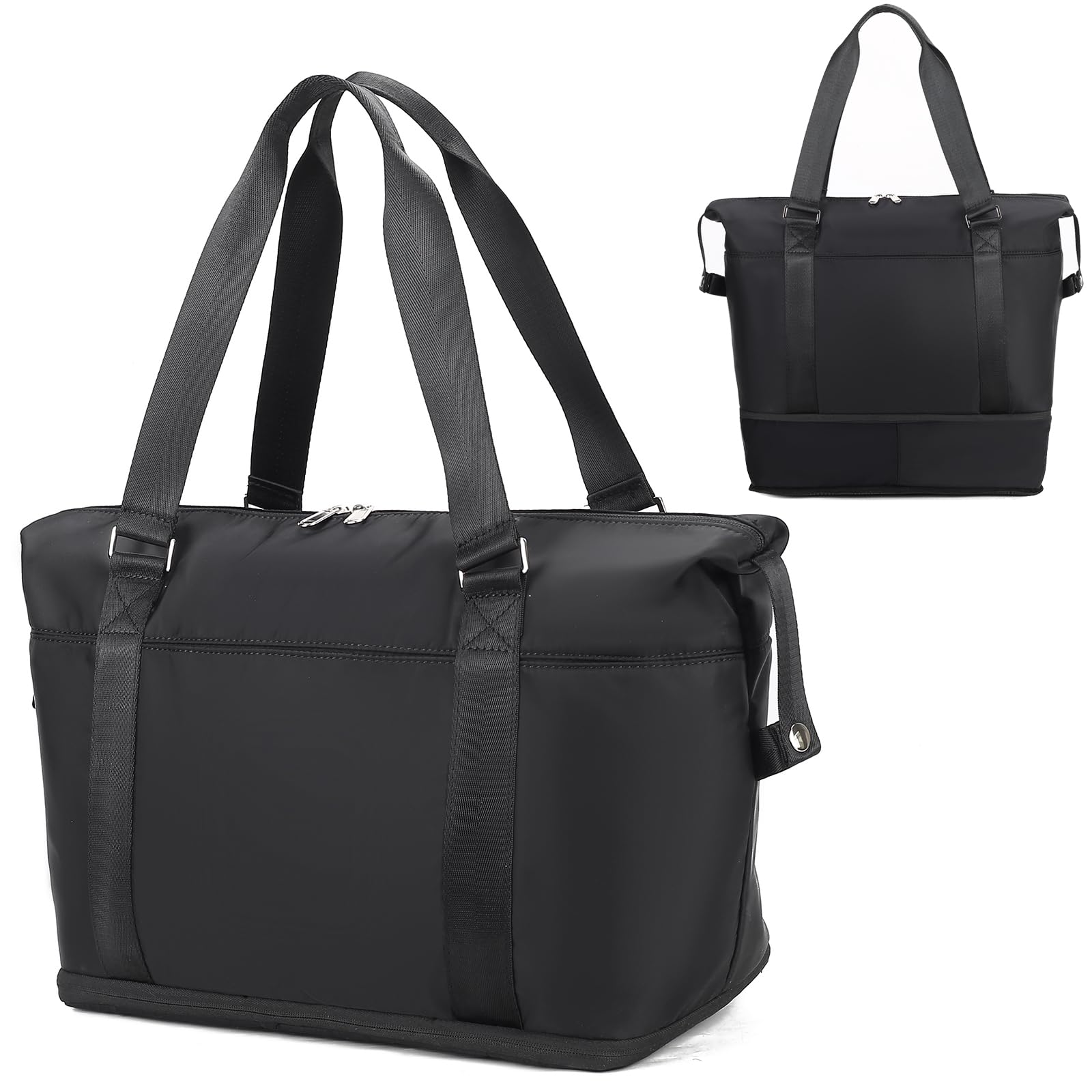 Best Travel Duffel Bag for Women & Men - Waterproof Weekender Overnight Carry On Tote, Sport Gym Bag for Travel, Workout & Weekend Getaways (Black)