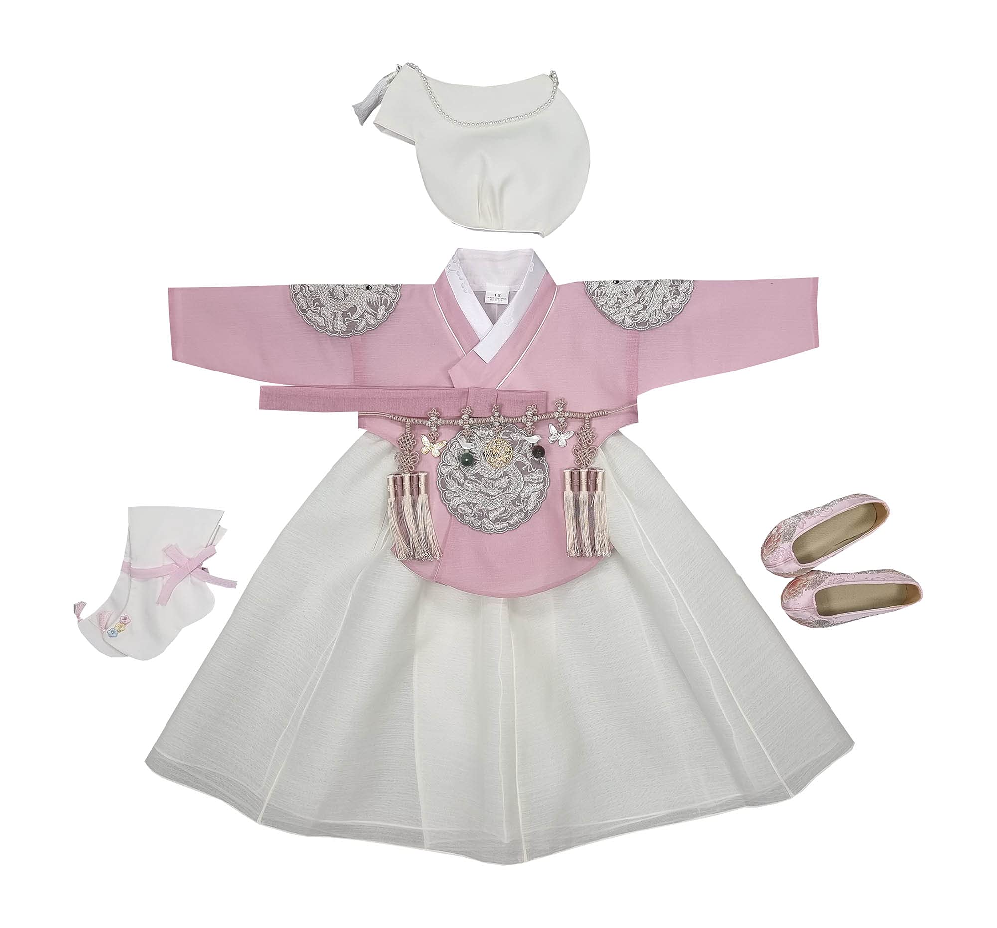 Korean Baby Girl Hanbok Traditional Dress Set - Pink & Ivory Outfit for 1st Birthday Doljanchi & 100 Days Baekil Celebration (HJG03) | Perfect for Korean Cultural Events, Photo Shoots & Special Occasions