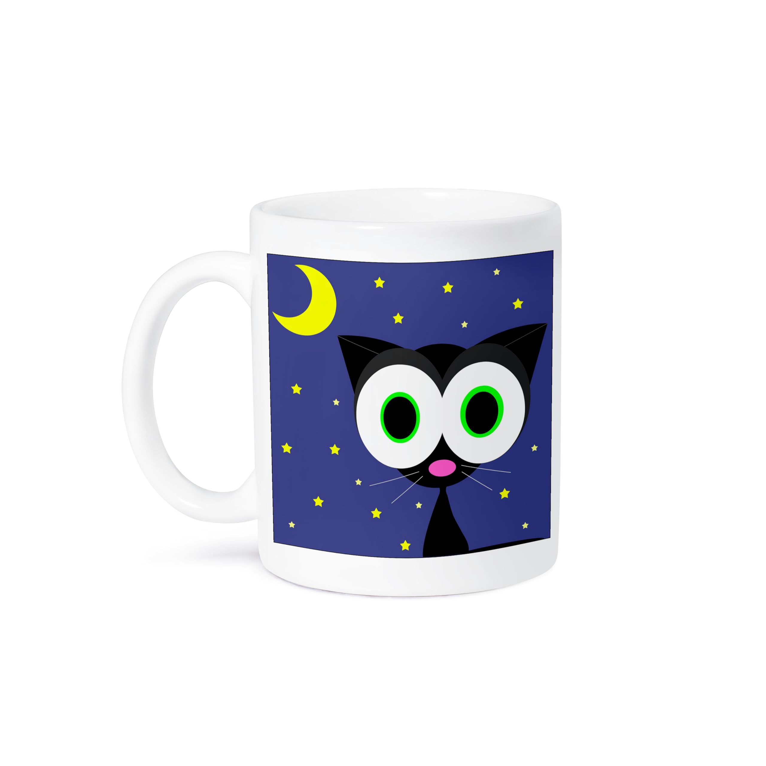 3dRose Lucky Black Cat Ceramic Coffee Mug - 11 oz, Cute Halloween Gift for Cat Lovers - Perfect for Home, Office & Coffee Shops