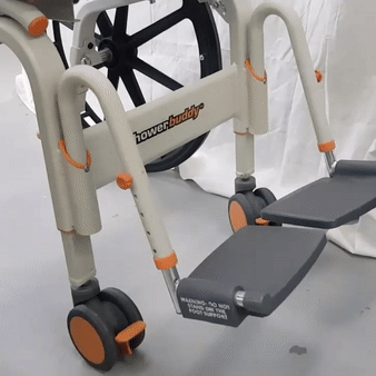 ShowerBuddy Roll In Buddy Solo Commode - Portable Shower Chair for Elderly & Disabled - Safe Bathroom Transfer Seat with Wheels for Seniors & Mobility Assistance - Ideal for Home Care, Rehab & Hospitals