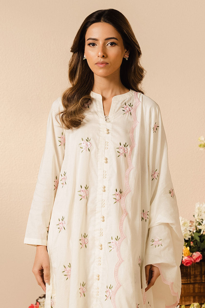 Elegant Ivory Charm 2-Piece Set (Shirt & Dupatta) - Perfect for Weddings, Parties & Festive Occasions