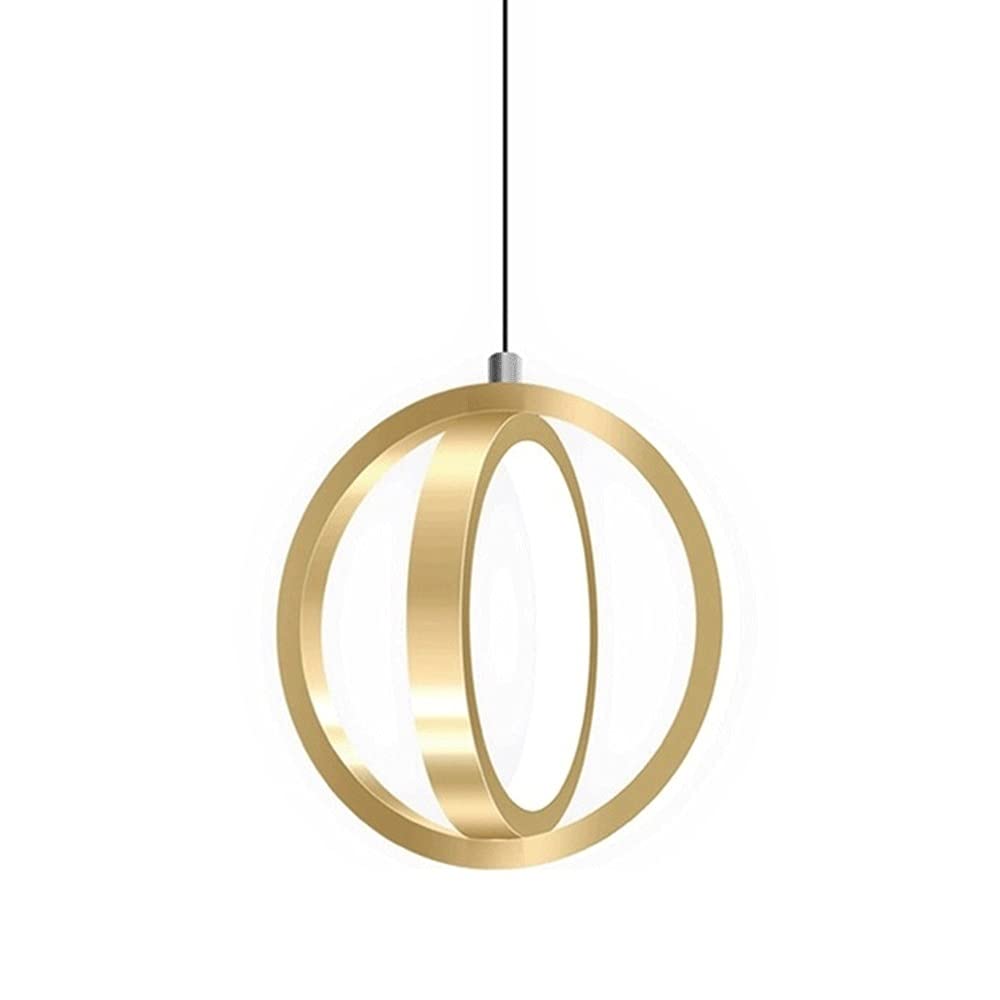 Adjustable LED Chandelier Pendant Light - Modern Single Head Ceiling Lamp with Aluminum & Iron Double Ring Design for Home, Cafe, Loft, Bar Lighting - Perfect for Dining Room, Bedroom, and Commercial Spaces