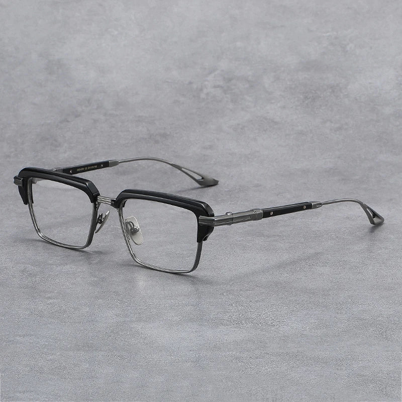Stylish Unisex Black Titanium Acetate Square Eyeglasses - Lightweight Durable Full-Rim Frames for Men & Women | Perfect for Work, Reading & Fashion Accessories