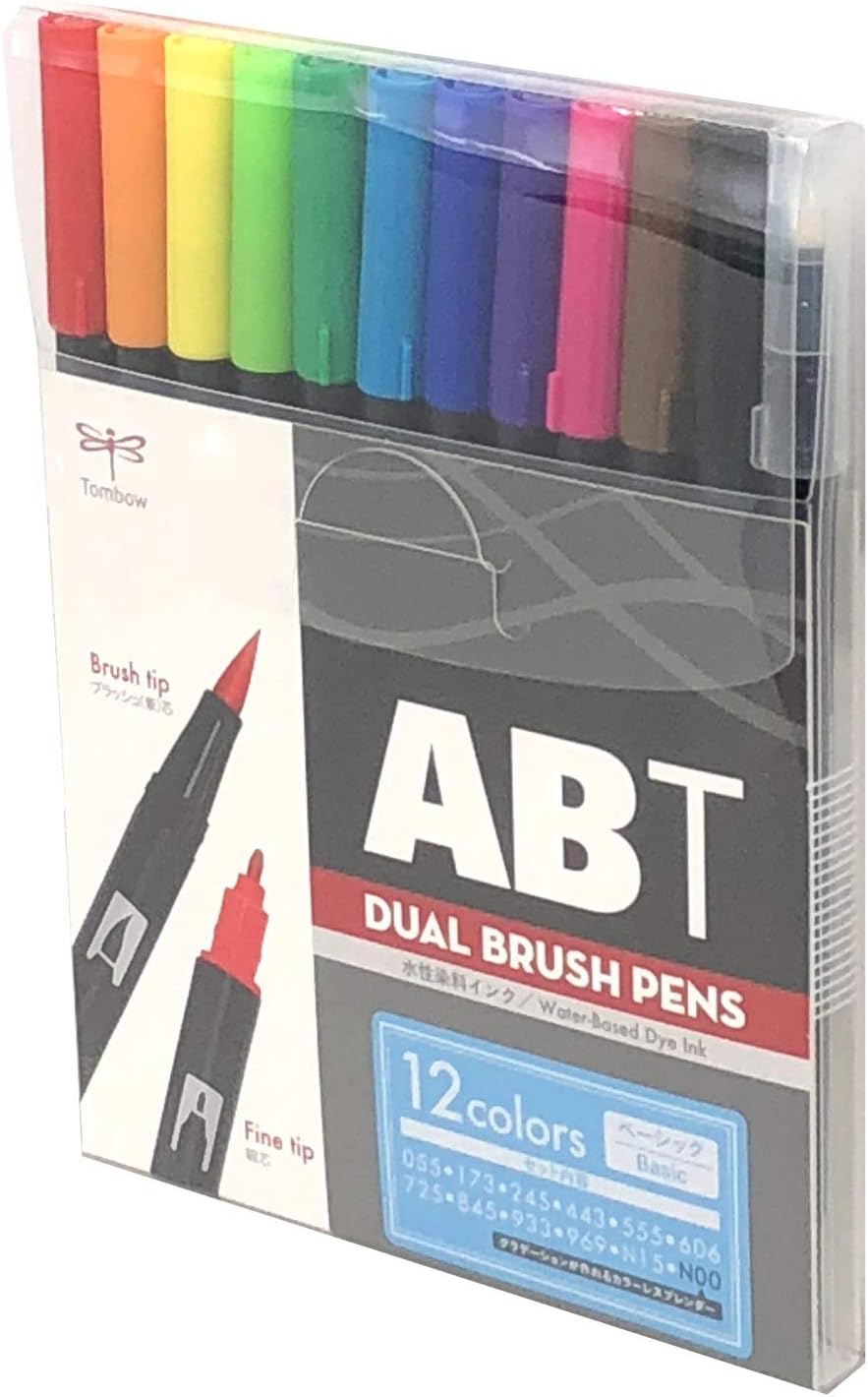 Tombow Dual Brush Pen Set - 12 Vibrant Colors for Calligraphy, Hand Lettering & Art Journaling | Perfect for Hobonichi Planners, Bullet Journals & DIY Crafts