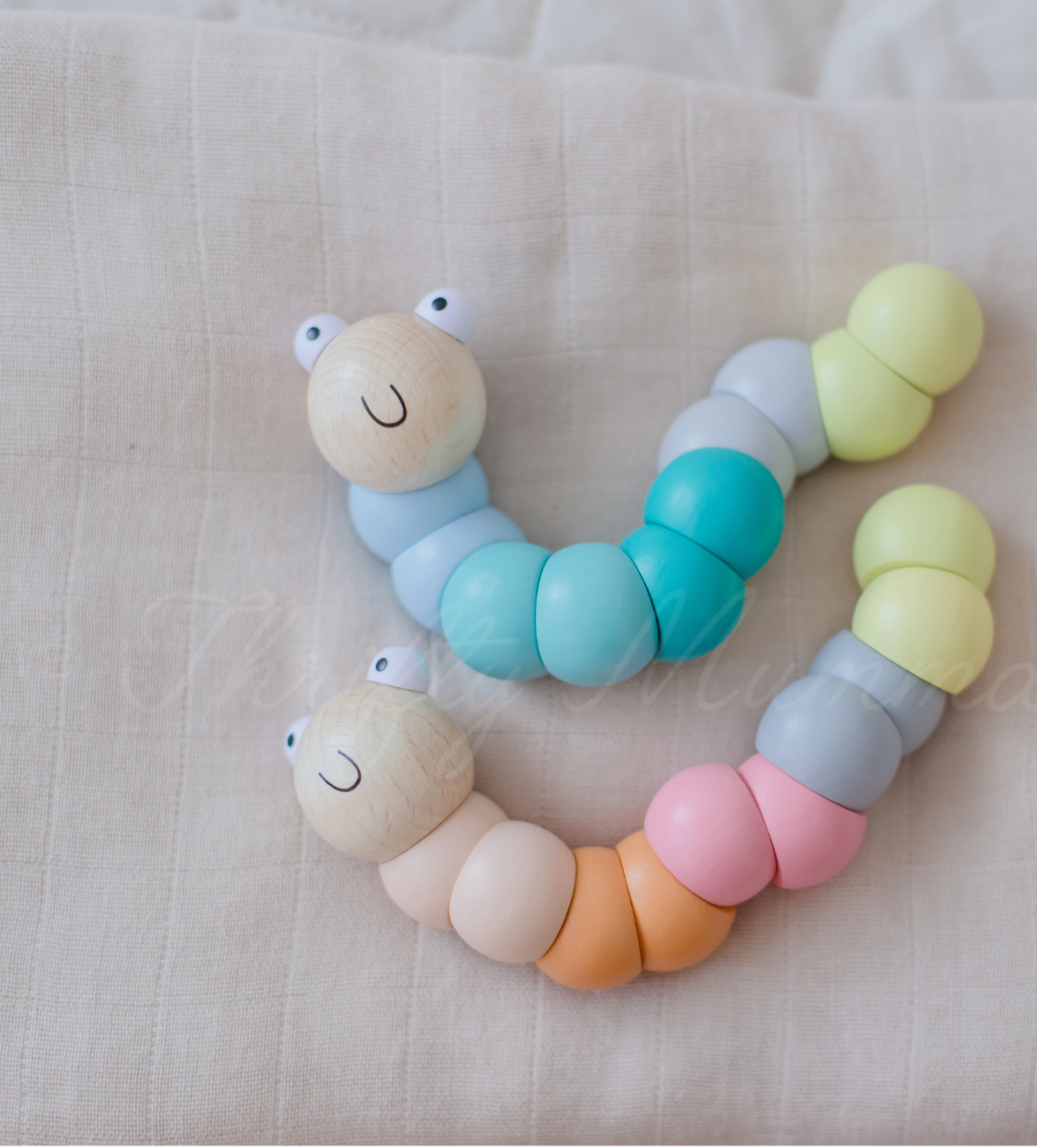 Pastel Wooden Wiggly Worms - Natural Wood Sensory Toys for Babies & Toddlers - Perfect for Montessori Learning, Teething Relief, and Early Childhood Development