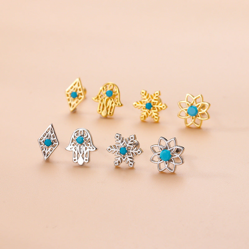 20G Hamsa Hand Tragus Helix Piercing Stud Earrings for Women - Gold & Silver Cartilage Hoop Earrings for Helix, Tragus, Conch - Perfect for Everyday Wear, Parties & Spiritual Protection Jewelry
