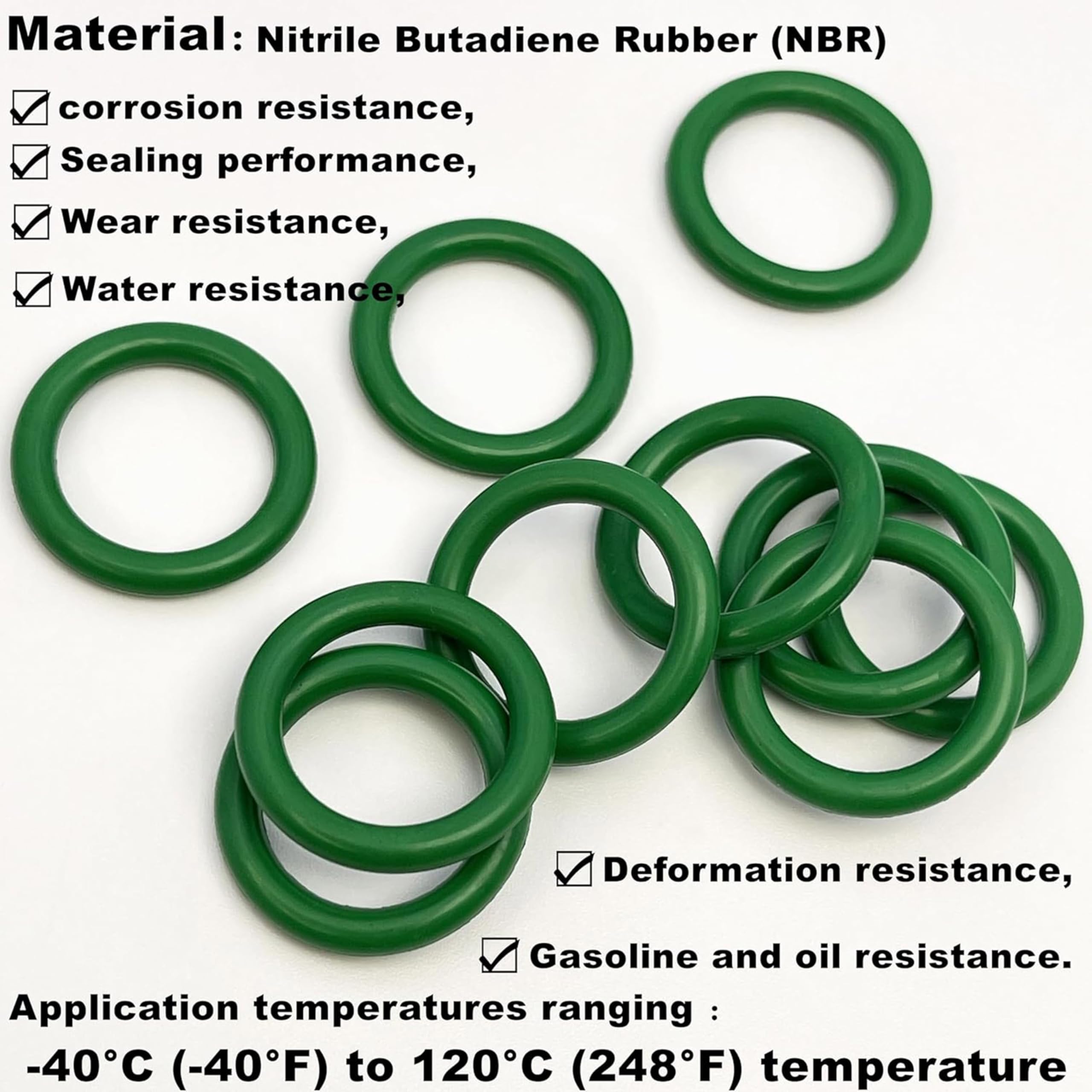 270pcs Rubber O-Ring Kit - 18 Sizes Universal Sealing Gasket Washer Set for Car AC Repair, Plumbing, Pumps, Bearings & Appliances (Green) - Perfect for Automotive, Home & Industrial Maintenance