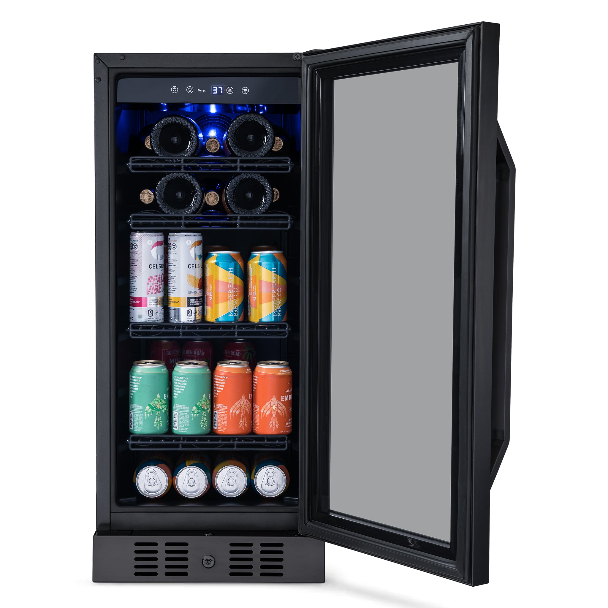 Newair® 80 Can 33 Bottle Built-In Black Beverage Refrigerator - Perfect for Home Bars, Office, and Party Drink Storage
