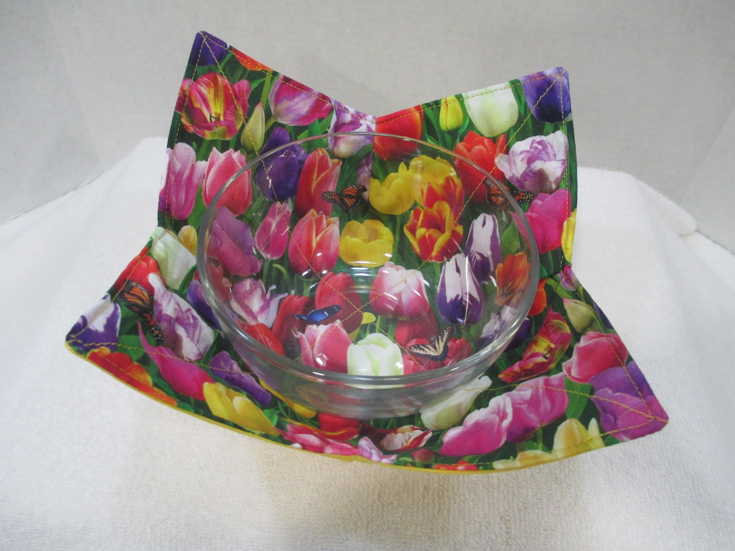 Reversible Tulips Soup Bowl Cozy - Microwave Safe & Stylish - Perfect for Hot Soups, Stews, and Comfort Meals