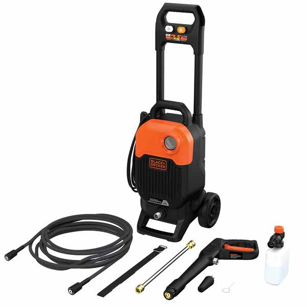 Black & Decker BEPW2000 Electric Pressure Washer - 2000 PSI, 1.2 GPM, Cold Water, Lightweight & Portable for Home Cleaning, Driveway, Deck, Patio, Fence & Outdoor Surfaces