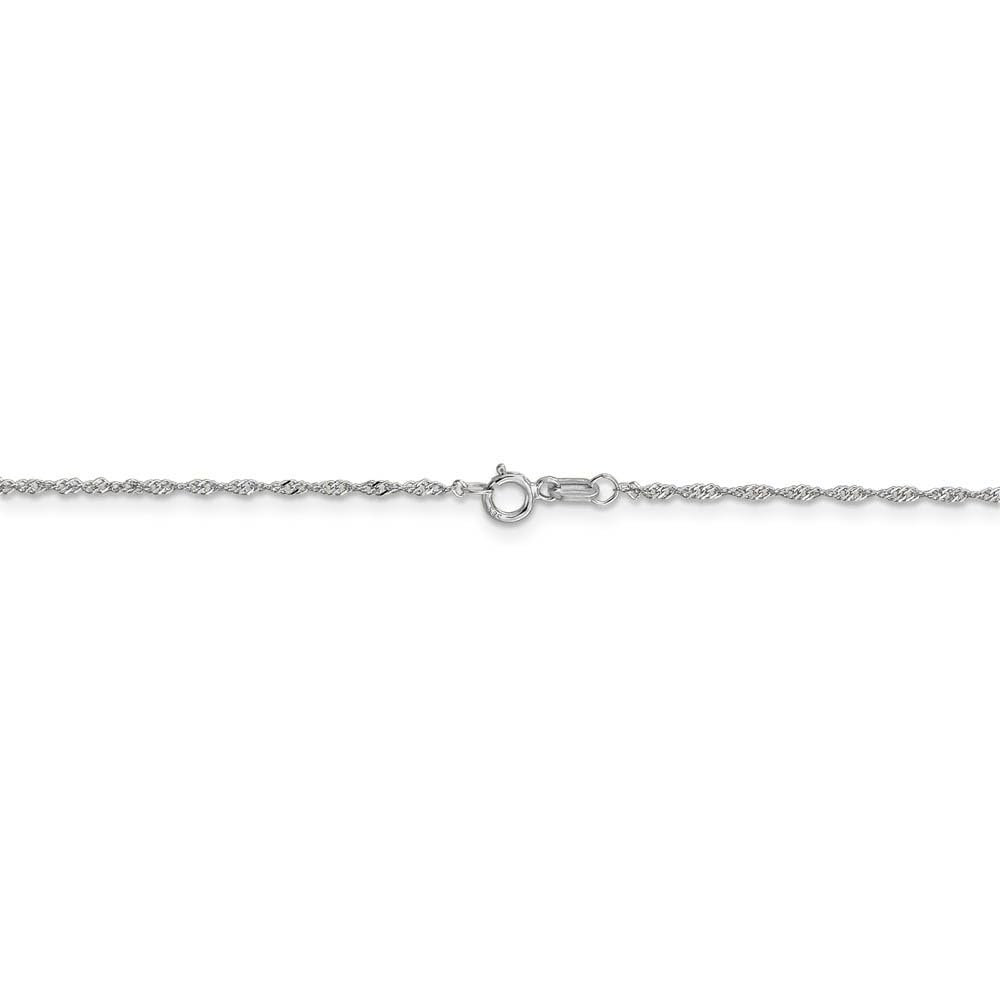 The Black Bow 1.1mm 14k White Gold D/C Singapore Chain Necklace – Elegant Gift for Weddings & Anniversaries