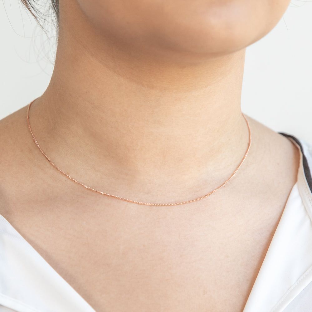 9ct Rose Gold Solid 31 Gauge Curb Chain 41cm - Elegant Jewelry for Women, Perfect for Layering, Gift Giving & Everyday Wear