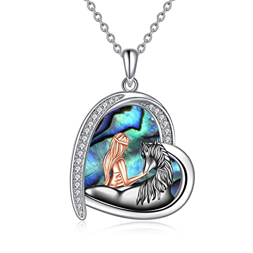 Black Horse necklace with abalone