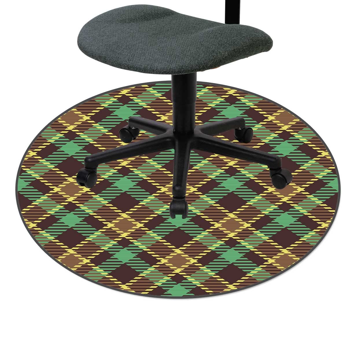 35 Inch Brown Splash Mat - Waterproof High Chair Mat for Dining, Plaid Office Chair Floor Protector for Carpet, Non-Slip Rug for Gaming Room & Home Decor | Perfect for Baby Mealtime & Workspace Protection