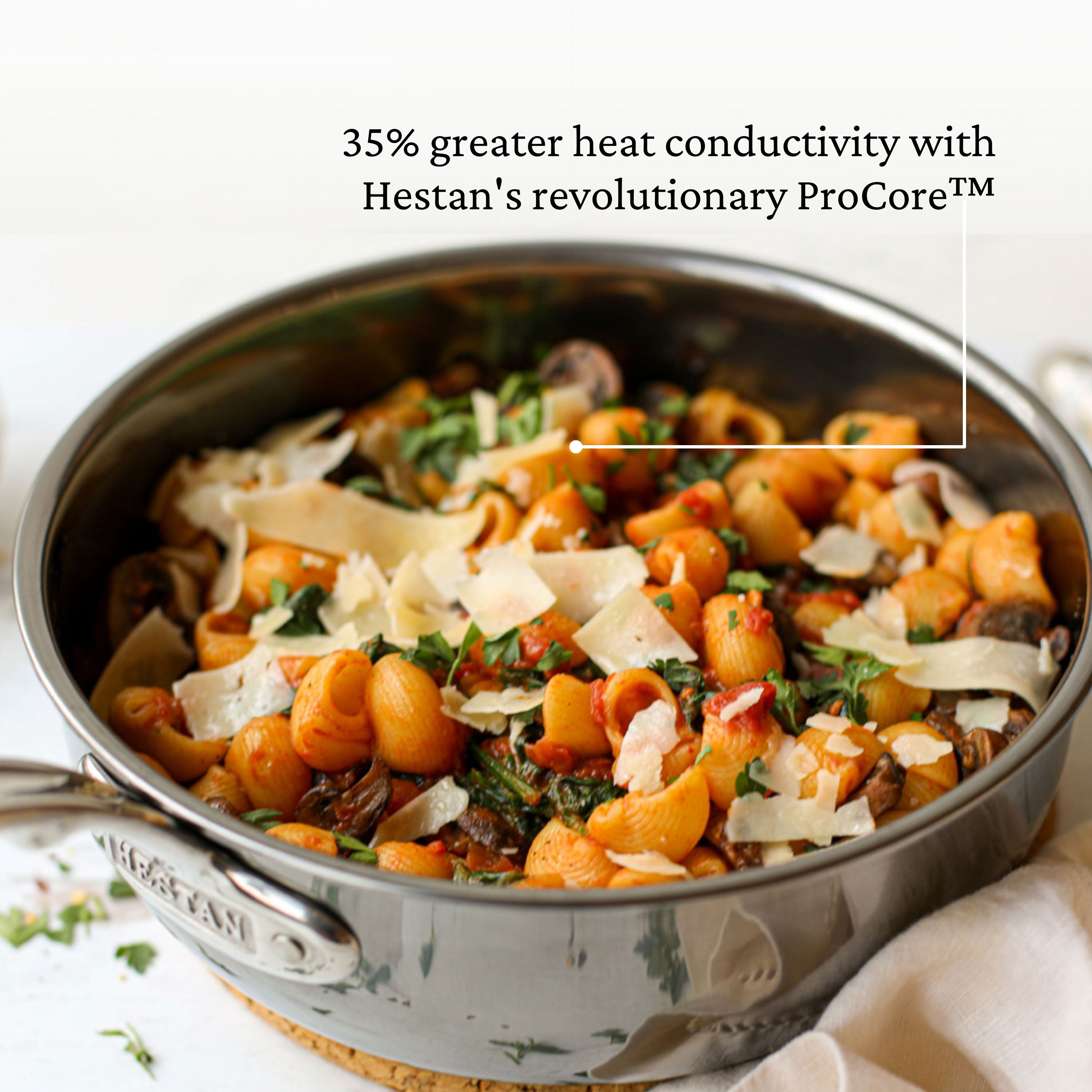 Hestan Nanobond Nonstick Covered Saucier Pan 2.0 Quart (20cm) - Premium Induction Compatible Sauce Pan for Cooking, Sauteing & Simmering Soups, Sauces, and Stews
