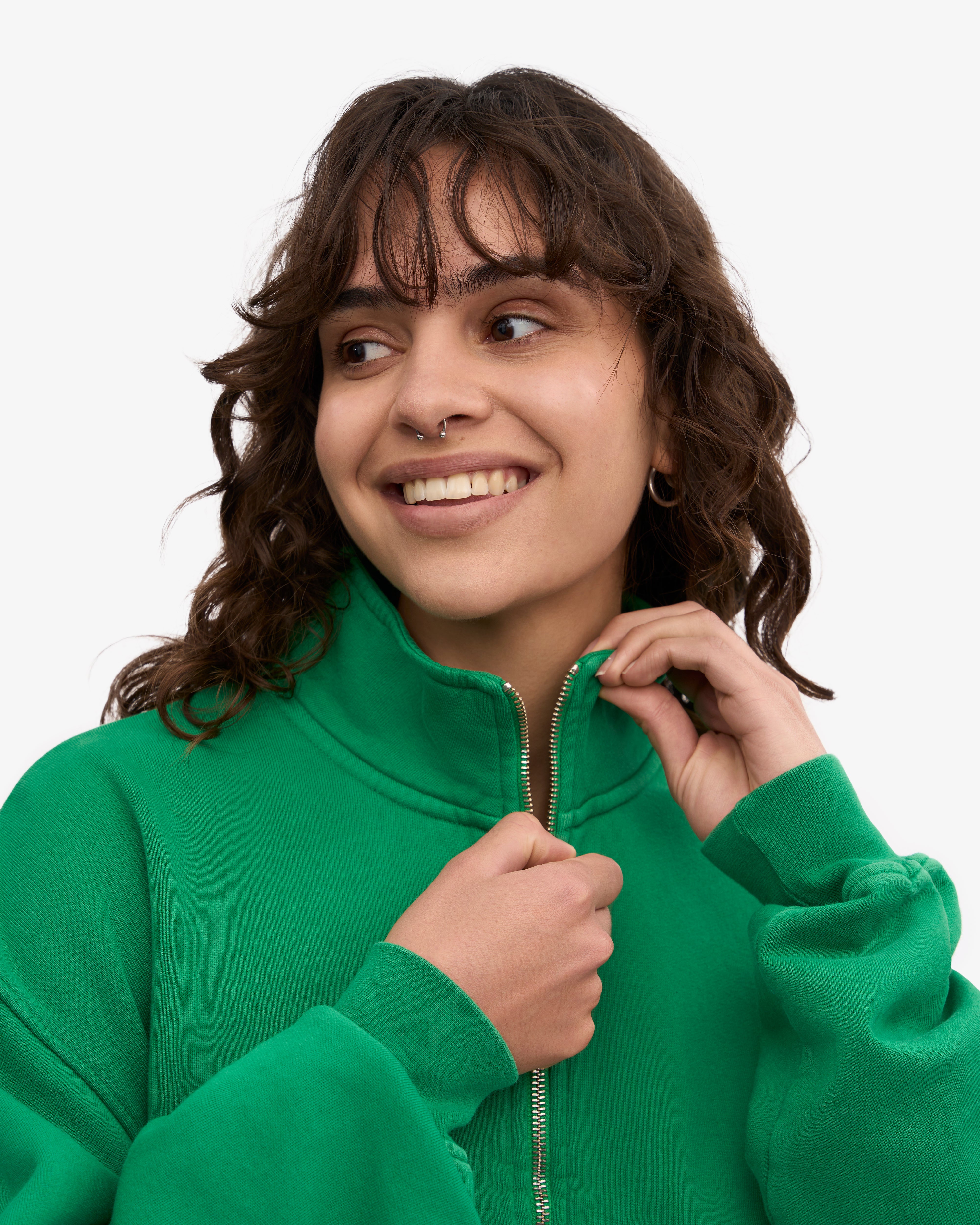 Organic Cotton Quarter Zip Sweatshirt - Kelly Green | Eco-Friendly & Comfortable Pullover for Men & Women | Perfect for Outdoor Activities & Casual Wear