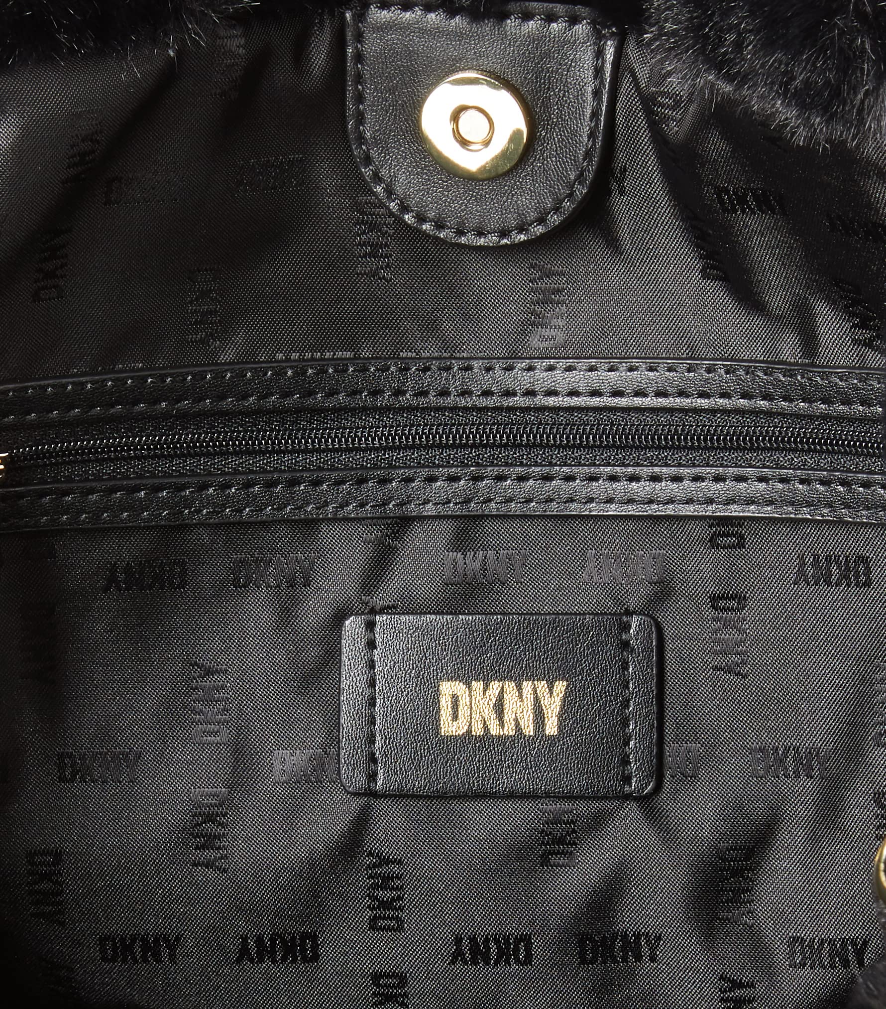 DKNY Hadlee Medium Tote Bag for Women - Stylish Black & Gold Leather Handbag - Perfect for Work, Travel & Everyday Use