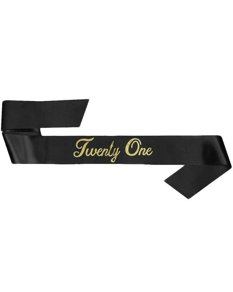21st Birthday Sash Black - Elegant Birthday Party Accessory for Women's Milestone Celebration - Perfect for 21st Birthday Parties, Bachelorette Events & Special Occasions