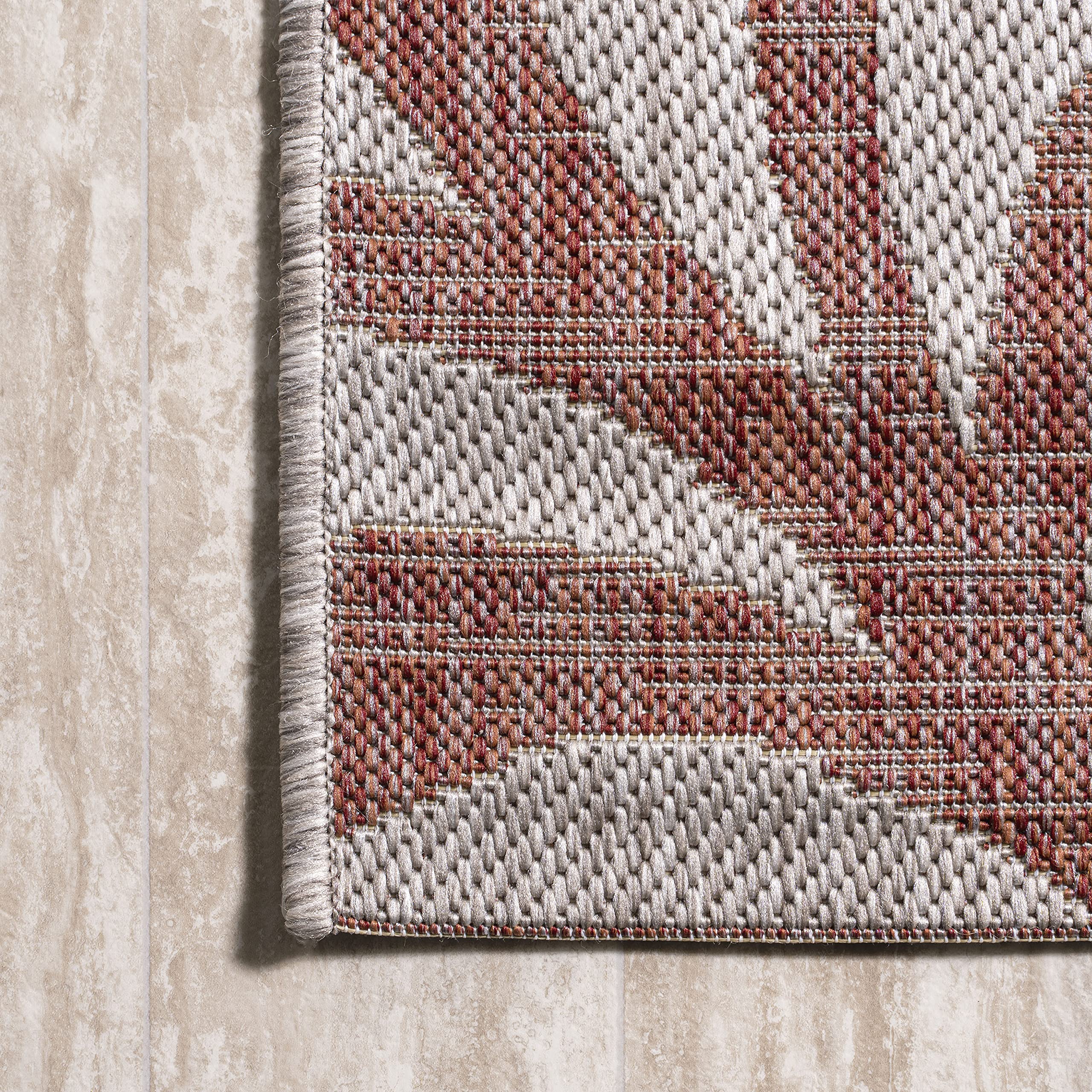 JONATHAN Y SMB117B-3 Bohemian Coastal Indoor/Outdoor Area Rug - 3x5 Feet, Red/Beige, Non-Shedding & Easy to Clean - Perfect for Bedroom, Kitchen, Backyard, Patio & Coastal Decor