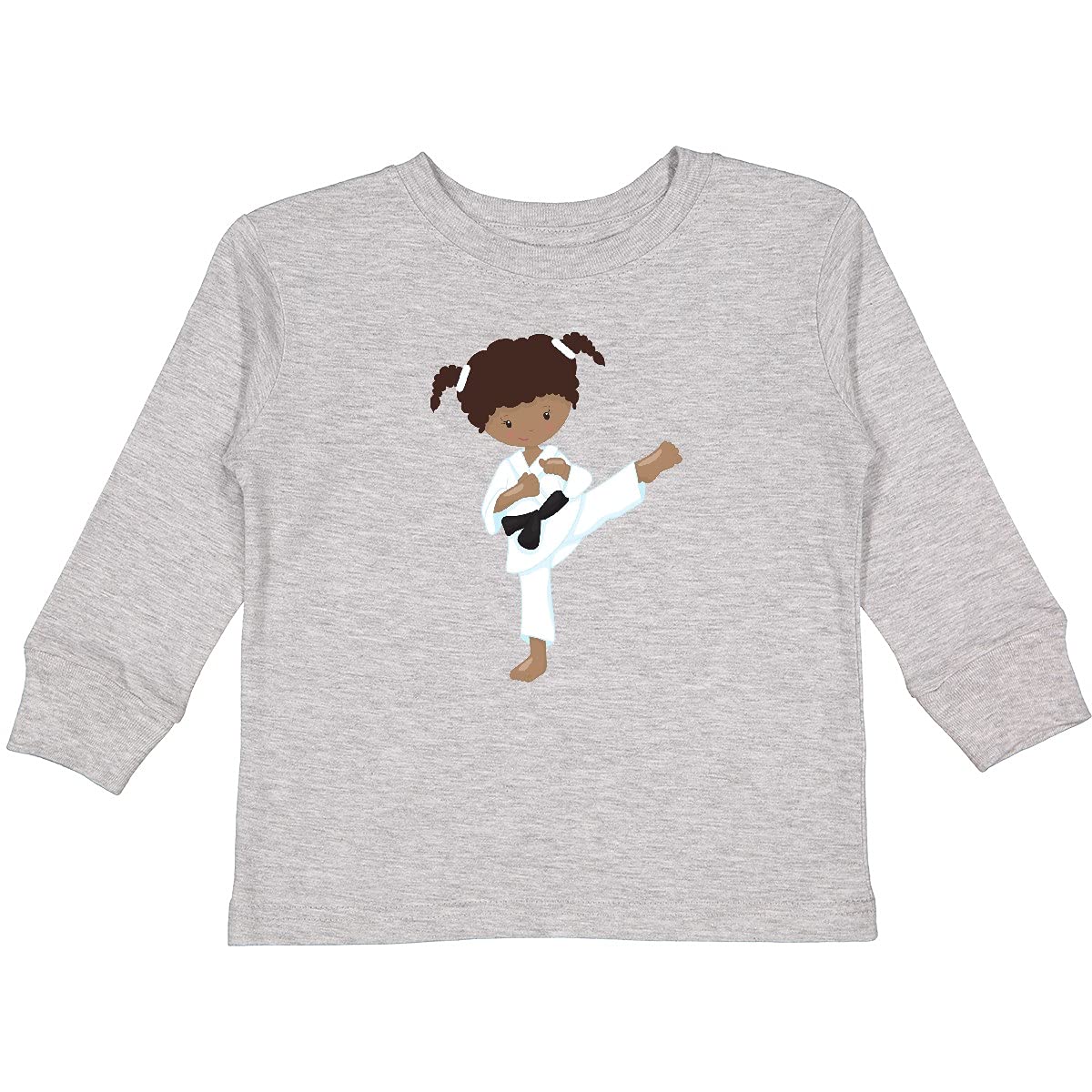 Inktastic African American Girl Karate Black Toddler Long Sleeve T-Shirt - Perfect for Martial Arts Classes, Playdates & Black History Month Celebrations