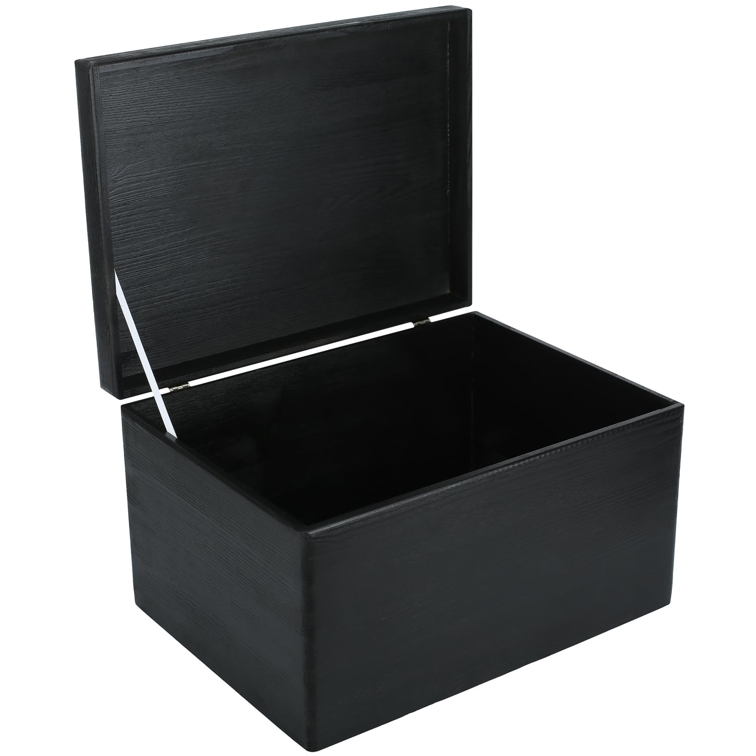 Premium Large Black Wooden Storage Box with Hinged Lid - 15.8 x 11.8 x 9.44 Inches (+-0.5) - Organizer for Tools, Dog Toys, Shoes, Clothes, Kitchen Items & Documents - Handcrafted Wooden Keepsake Chest - Perfect for Home Organization, Gift Wrapping & Decorative Storage