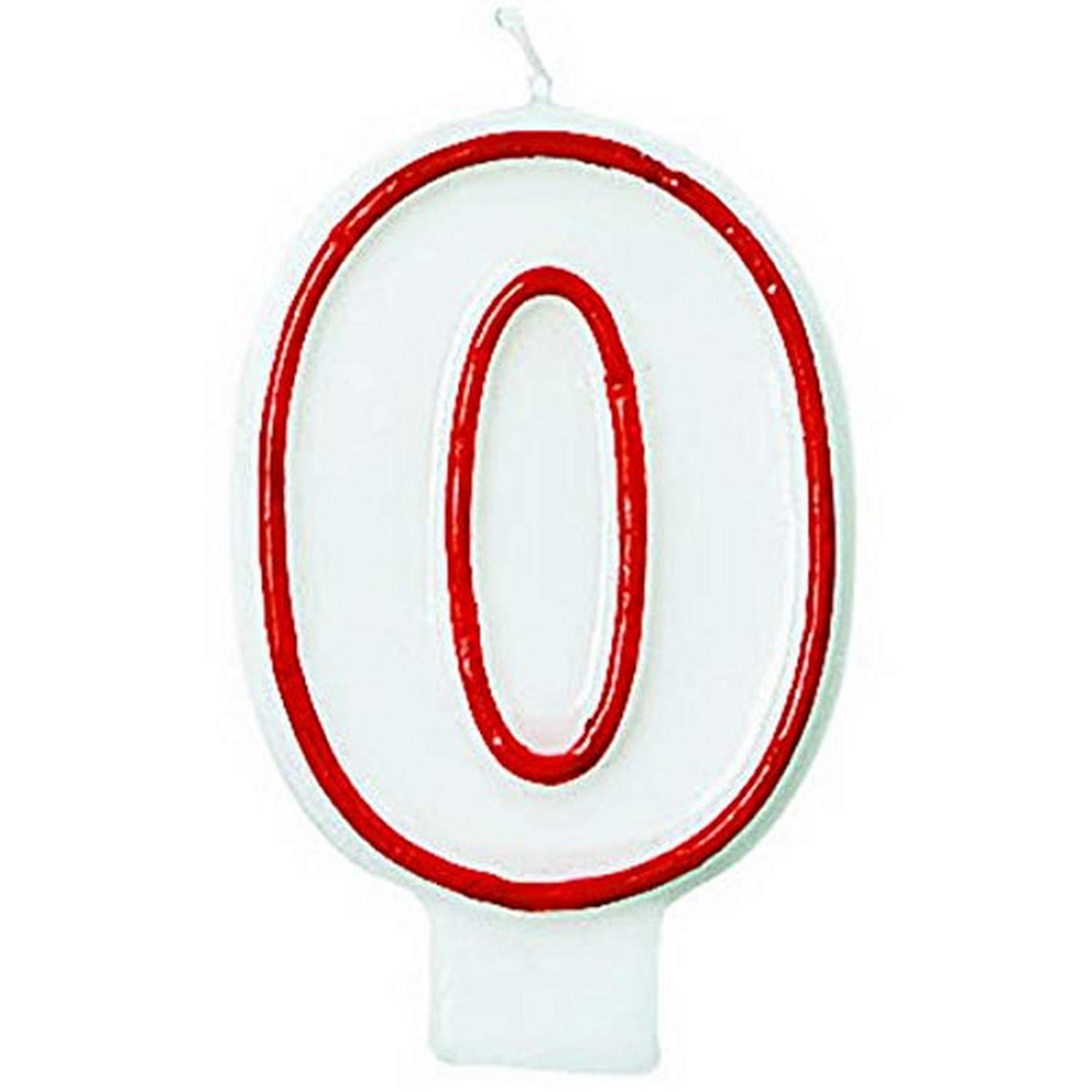 Amscan Bold Red & White Flat Molded #0 Candles - 3-Inch, 1 Piece - Elegant Design for Birthday Parties, Weddings & Anniversaries - Perfect for Cake Decorations, Table Centerpieces & Romantic Celebrations