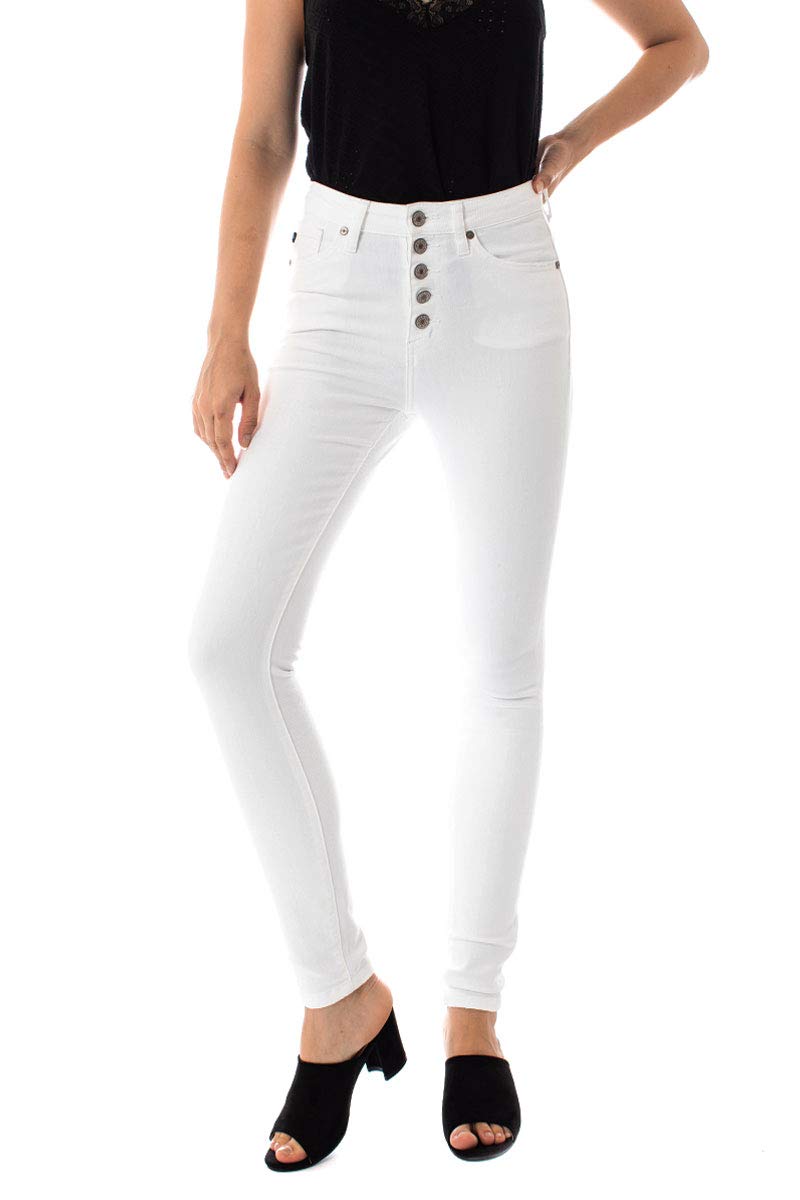 Kan Can Women's High Rise Button Fly Distressed Super Skinny Jeans - Stretch Denim Pants for Casual Wear, Night Out & Everyday Fashion