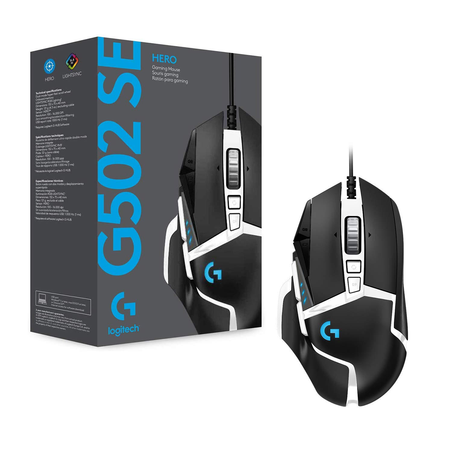 Logitech G502 SE Hero High Performance RGB Gaming Mouse with 11 Programmable Buttons - Wired PC Gaming Mouse for Esports, FPS, MMO & Office Work