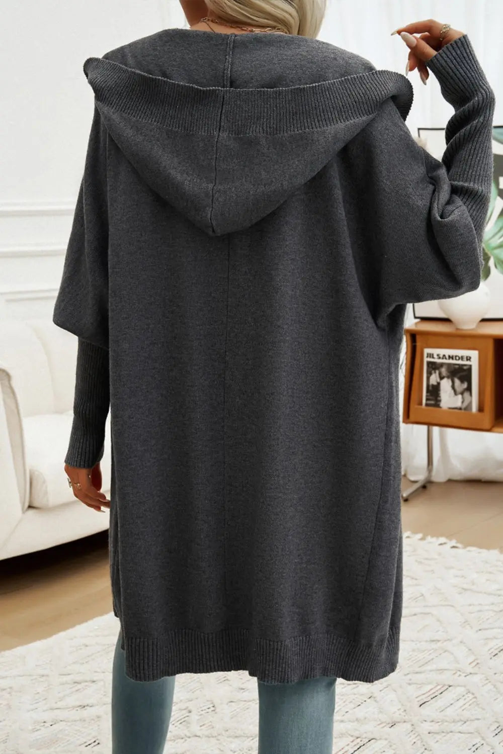 Women's Button Up Long Sleeve Hooded Cardigan Sweater - Cozy Fall & Winter Layering Piece for Casual Outfits and Office Wear