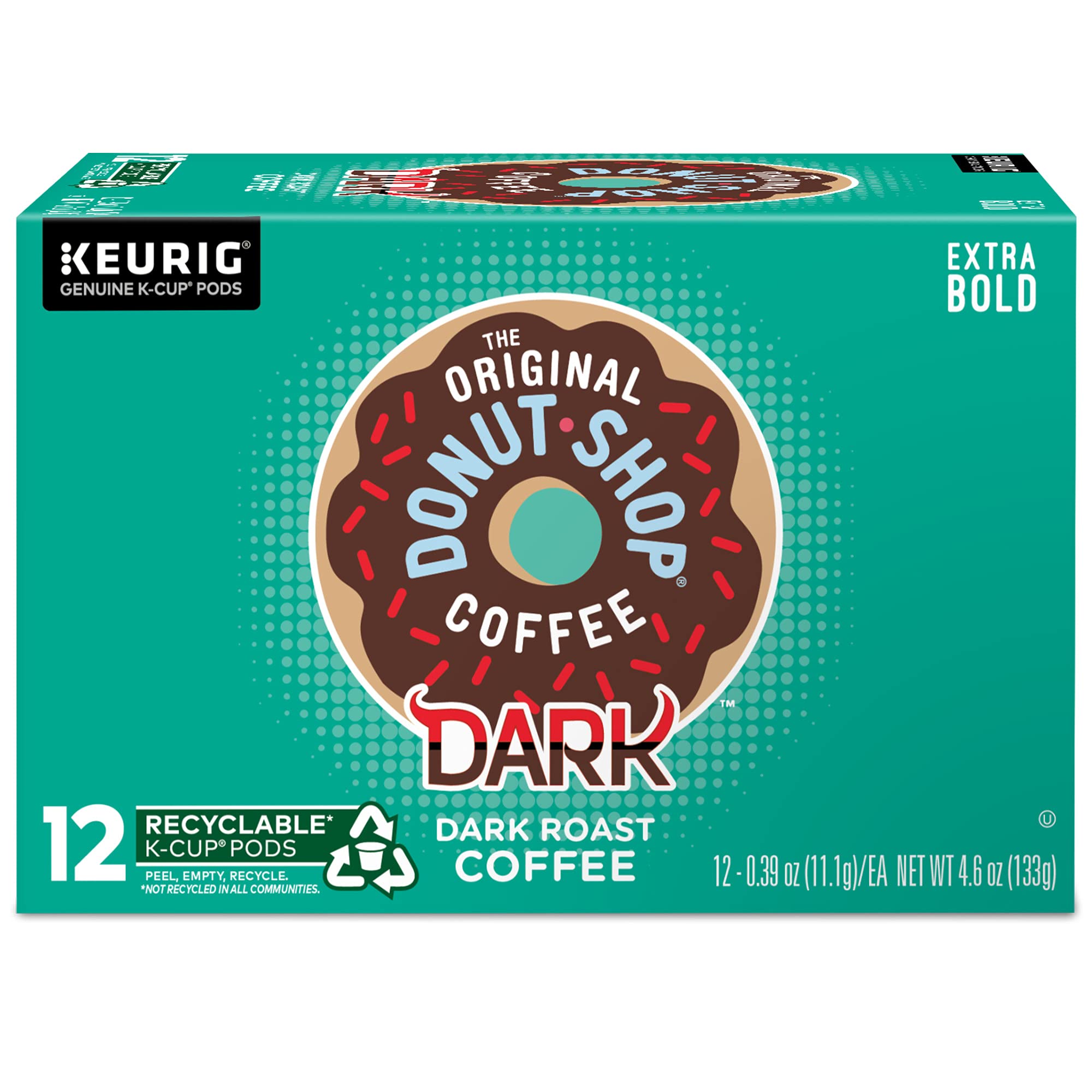 The Original Donut Shop Dark Roast Coffee K-Cups - 12 Count | Bold & Rich Flavor | Perfect for Morning Brew & Office Coffee Break