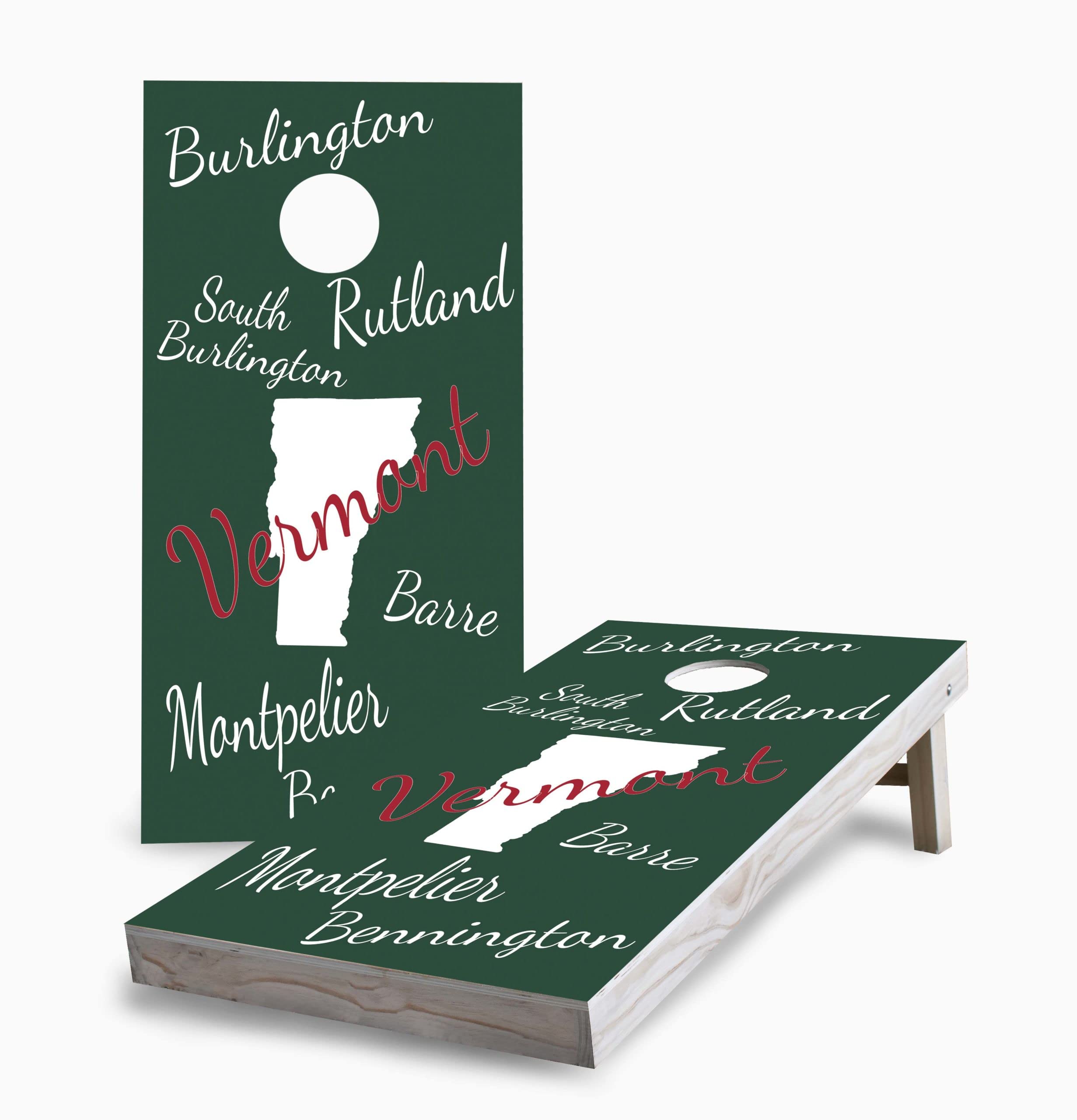 Vermont State Pride Corn Hole Game Set with 2 Boards & 8 Bags - Premium Outdoor Bean Bag Toss Game for Backyard, Tailgating, and BBQ Parties - Perfect for Family Gatherings and Summer Fun