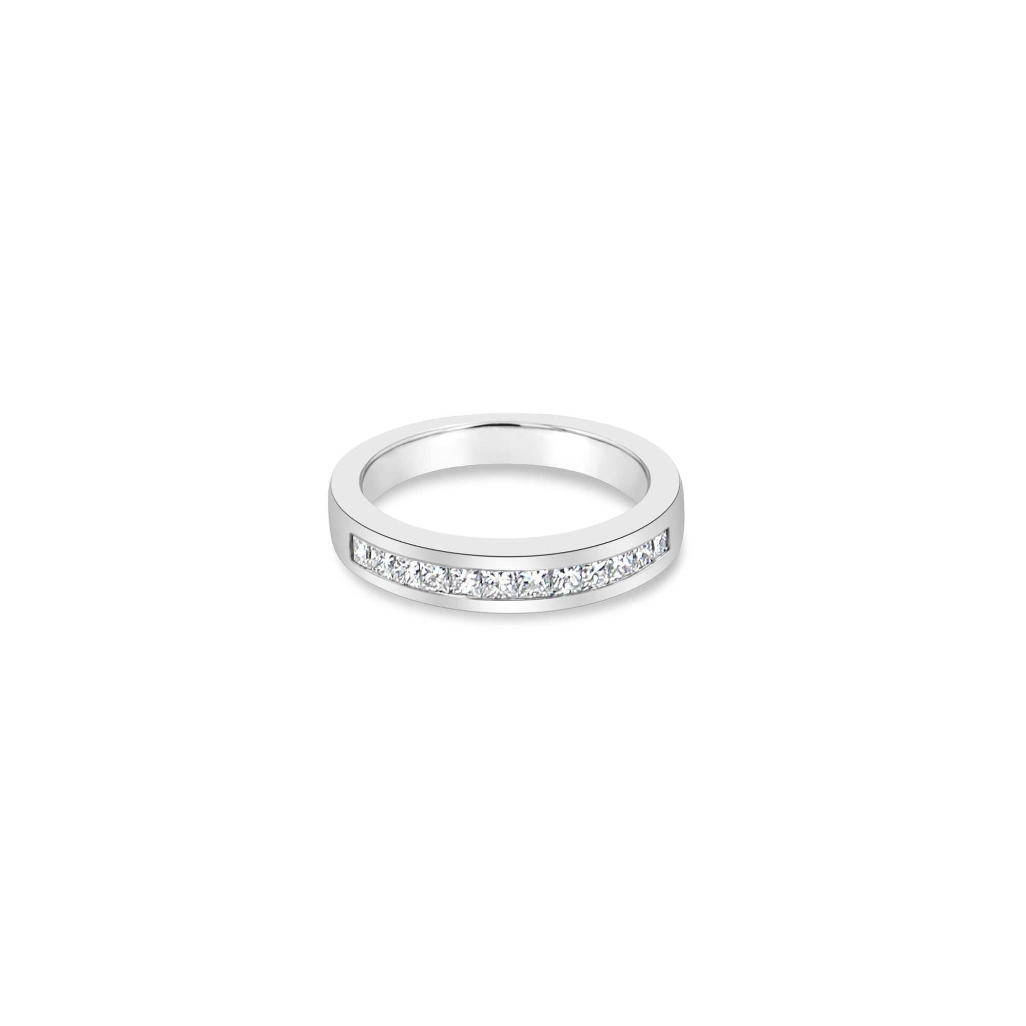 4MM Half Carat Princess Cut Diamond Wedding Band Ring - 14K White Gold for Women, Bridal Jewelry, Anniversary Gift, Engagement Ring Alternative