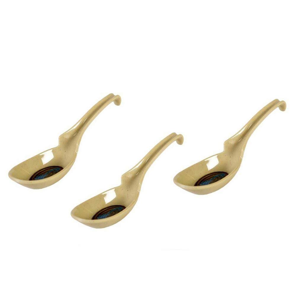 JapanBargain 2346 - 3-Pack Japanese Style Soup Spoons with Notch & Hook - Perfect for Ramen, Pho, Wonton & Rice - Eco-Friendly Green Color Dining Utensils for Asian Cuisine Lovers