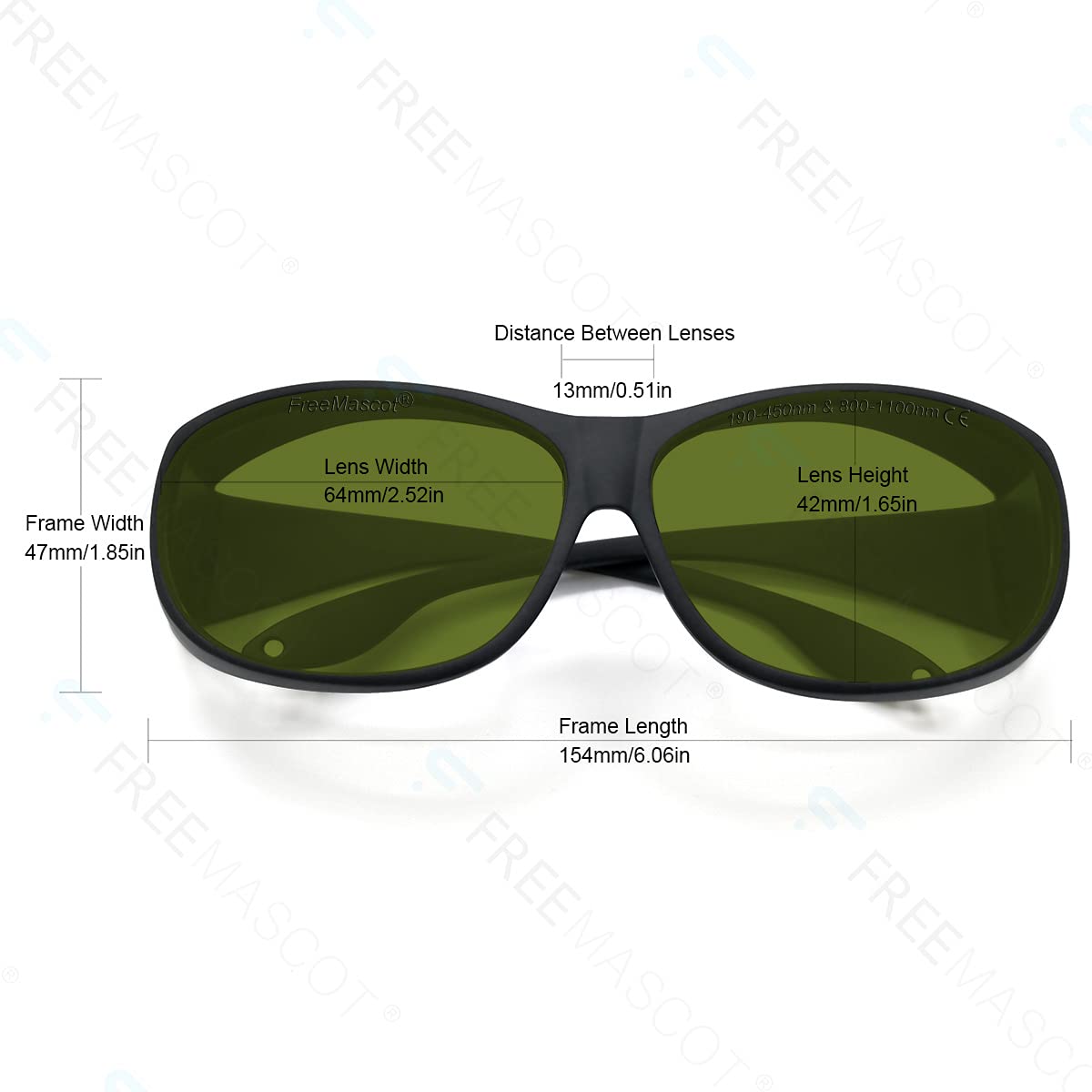 FreeMascot Professional OD 8+ Laser Safety Glasses 190nm-450nm & 800nm-1100nm Wavelength Protection - Ideal for Laser Cutting, Engraving & Medical Procedures