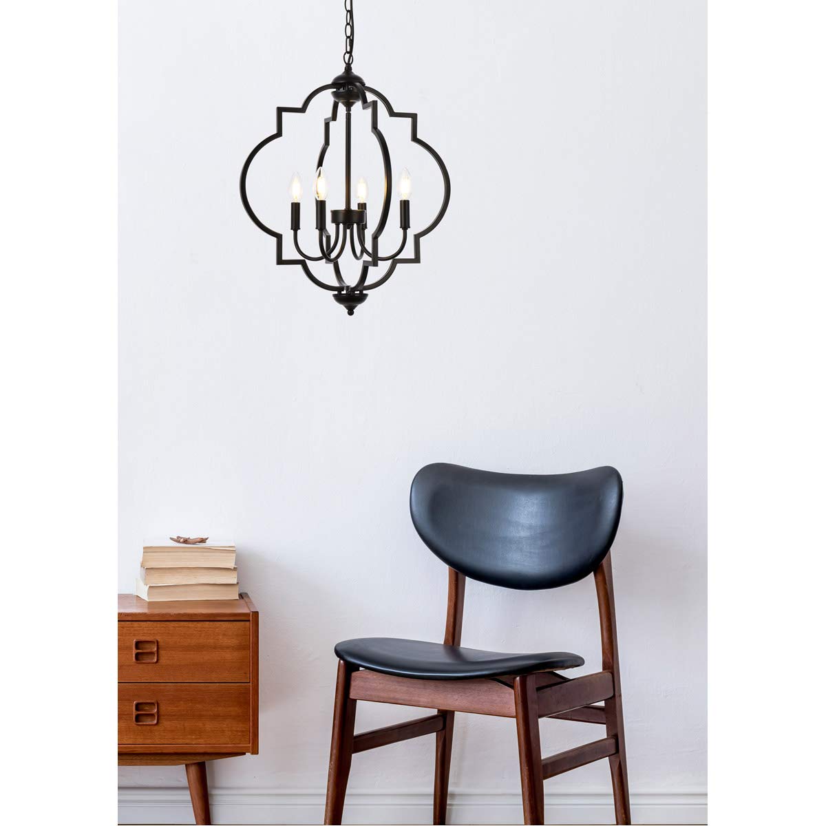 Black Modern 4-Light Sandara Pendant - Indoor Ceiling Lighting Fixture for Dining Room, Kitchen, or Living Room Decor
