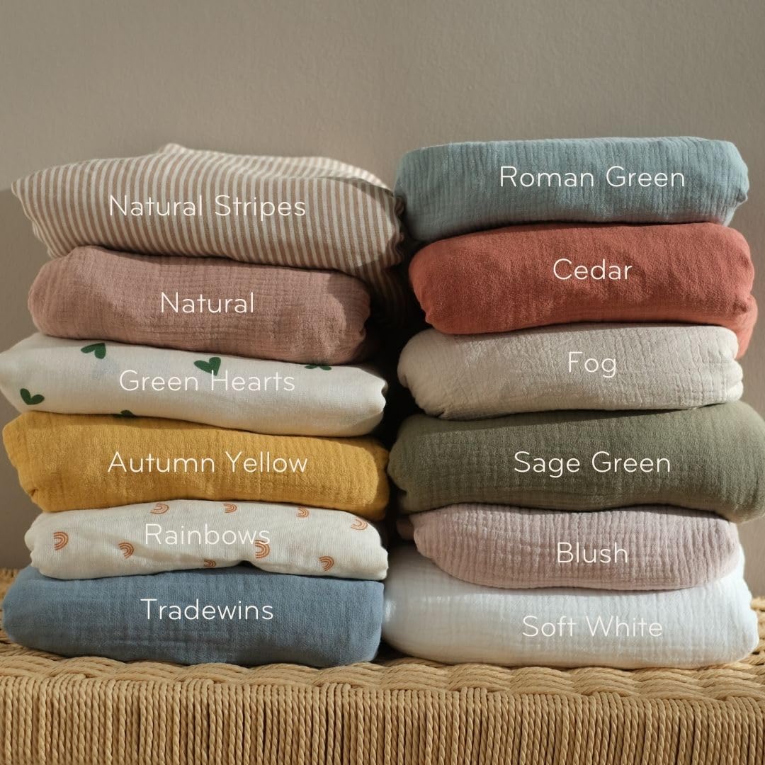 Huxie 100% Organic Muslin Mini Crib Sheets - Super Soft Baby Bedding 24