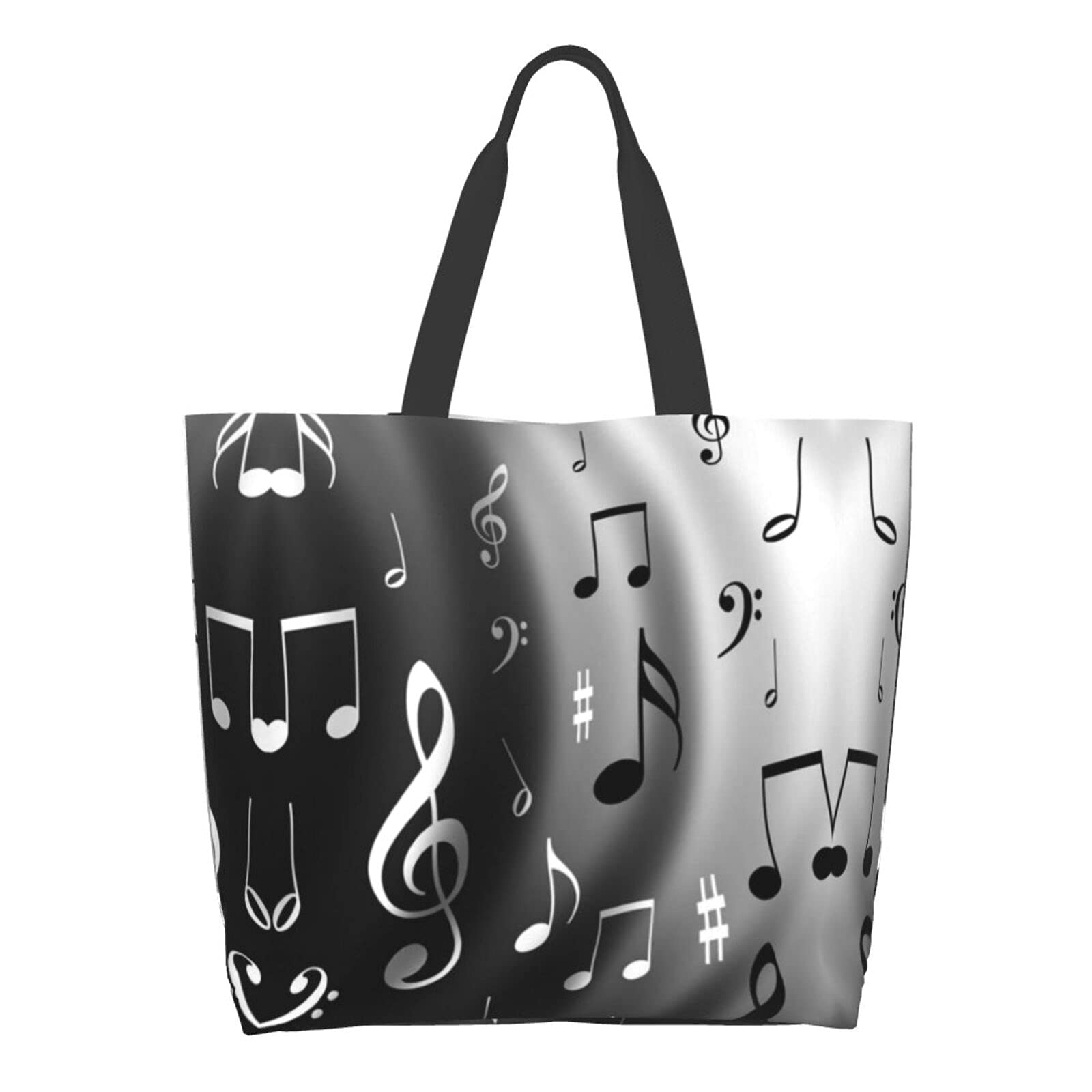 Retro Music Canvas Tote Bag for Women - Large Casual Shoulder Handbag - Eco-Friendly Grocery Shopping Bag - Perfect for Beach, Work & Daily Use