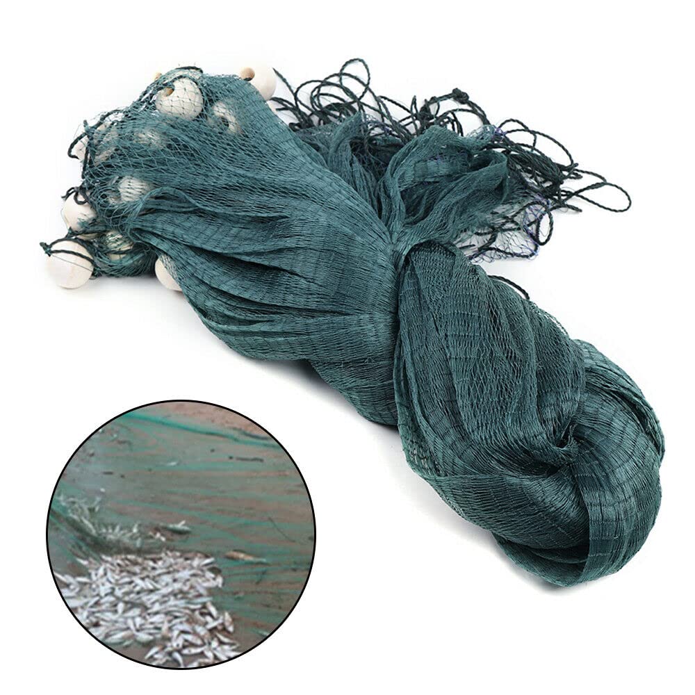 Large Fishing Gill Net - Handmade Nylon Beach Seine Drag Net with PVC Foam Floats & Lead Sinkers | Durable Bait Fish Mesh for Saltwater & Freshwater Fishing | Perfect for Beach, Shore & Boat Fishing