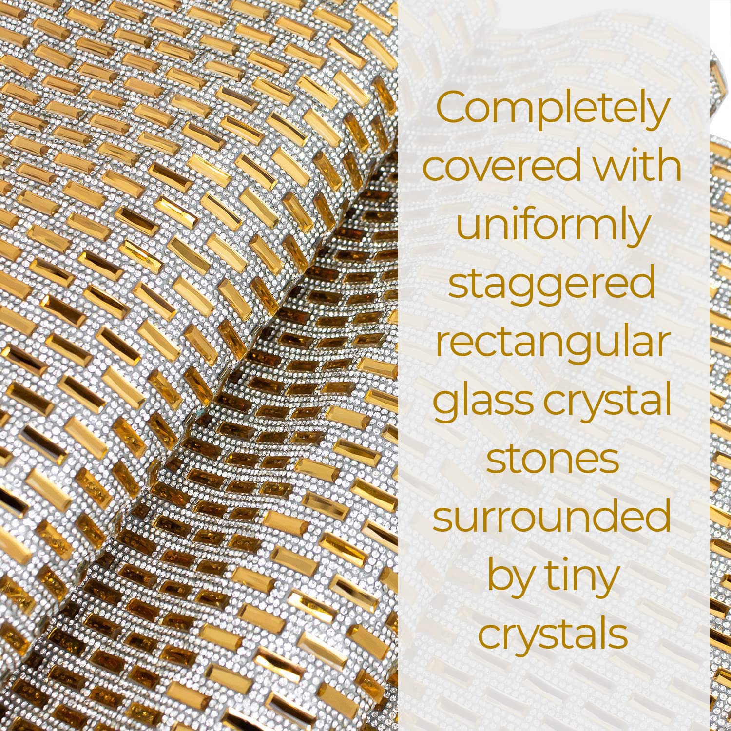 Elegant Park Avenue Table Runner with Glass Stones & Rhinestones - 90