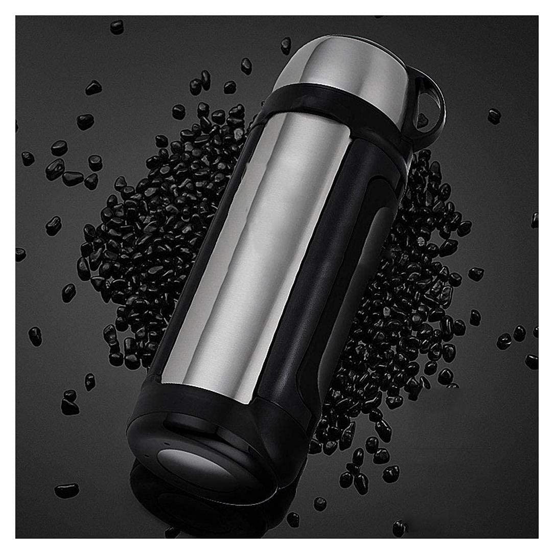 Premium 2L Stainless Steel Insulated Water Bottle - 304 Food-Grade, Leak-Proof, Portable Travel Thermos for Coffee, Tea & Hot Drinks - Perfect for Camping, Hiking, Gym & Office Use (Color: Black)