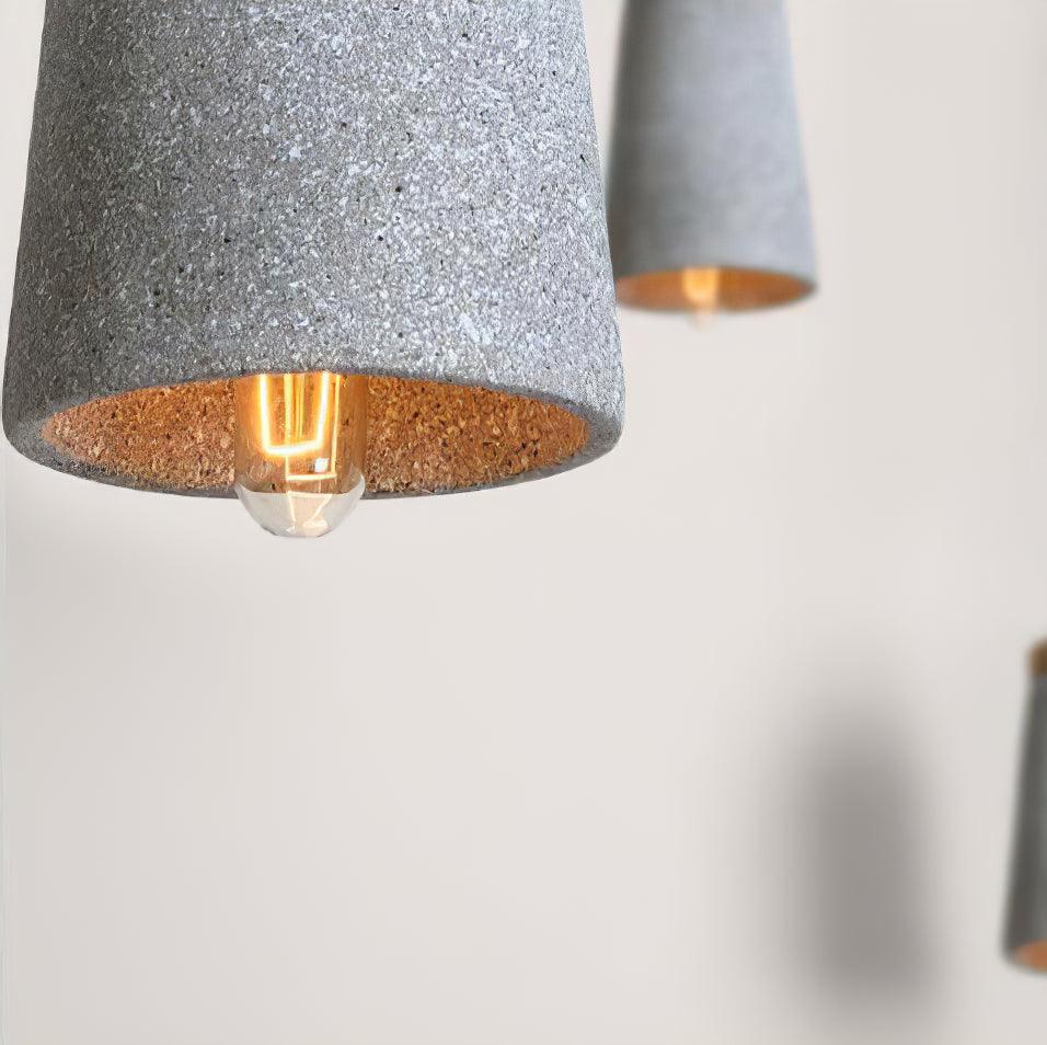 Modern Coburg Wood & Cement Pendant Light - Industrial Style Hanging Lamp for Kitchen Island, Dining Room, or Living Room Decor