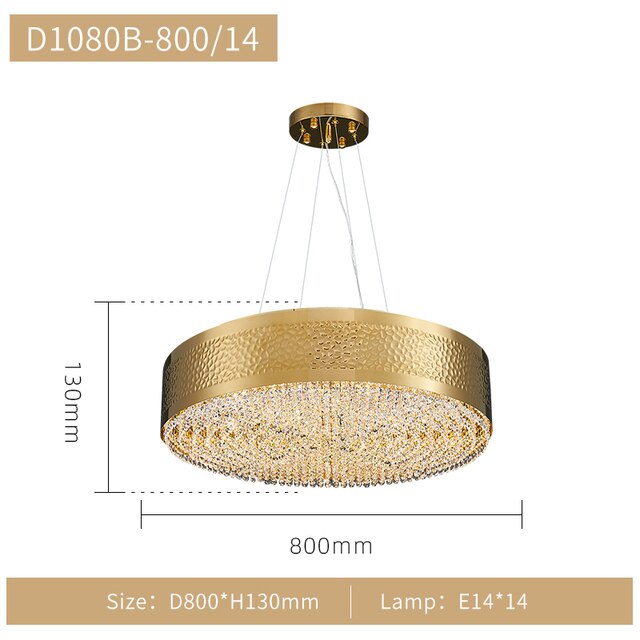 Elegant Gold Crystal Chandelier - Luxury Ceiling Light Fixture for Dining Room, Living Room & Bedroom Decor
