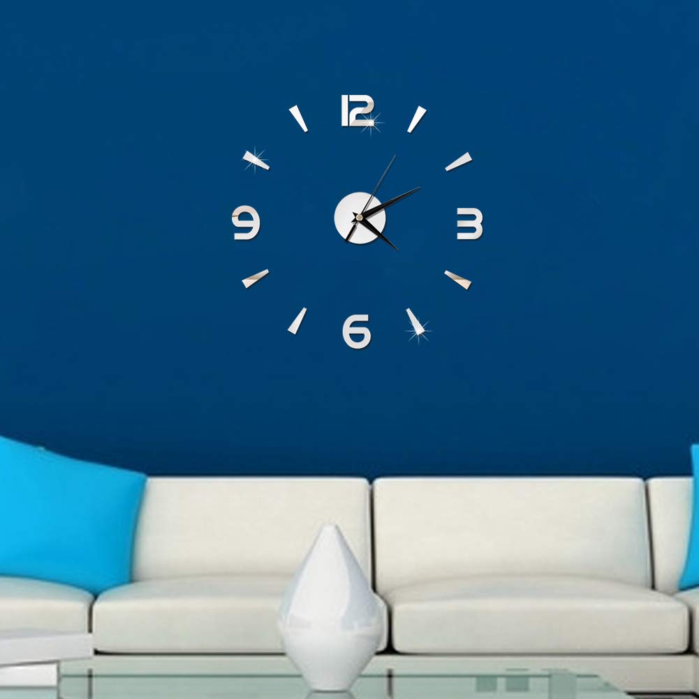 Haofy Frameless DIY Wall Clock - 3D Big Watch Sticker for Modern Home & Office Decor (Black/Silver) | Perfect for Living Room, Bedroom, or Workspace Wall Art