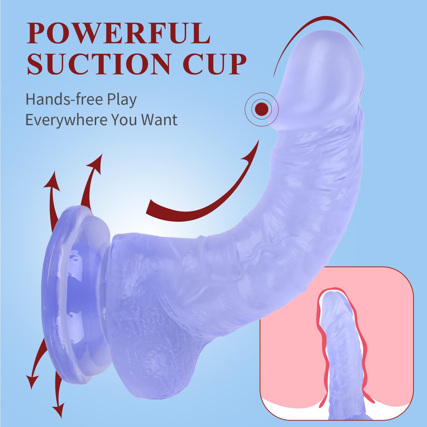 7 Inch Realistic Dildo for Women & Men - Soft Body-Safe Silicone G-Spot Stimulator with Strong Suction Cup - Curved Shaft for Vaginal & Anal Play - Hands-Free Adult Sex Toy for Couples & Solo Use (Blue) - Perfect for Bedroom Fun, Spicing Up Relationships & Private Pleasure Time