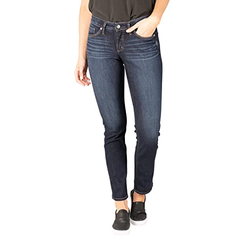 Silver Jeans Co. Women's Suki Mid Rise Straight Leg Jeans - Comfortable Stretch Denim Pants for Casual Wear & Everyday Outfits