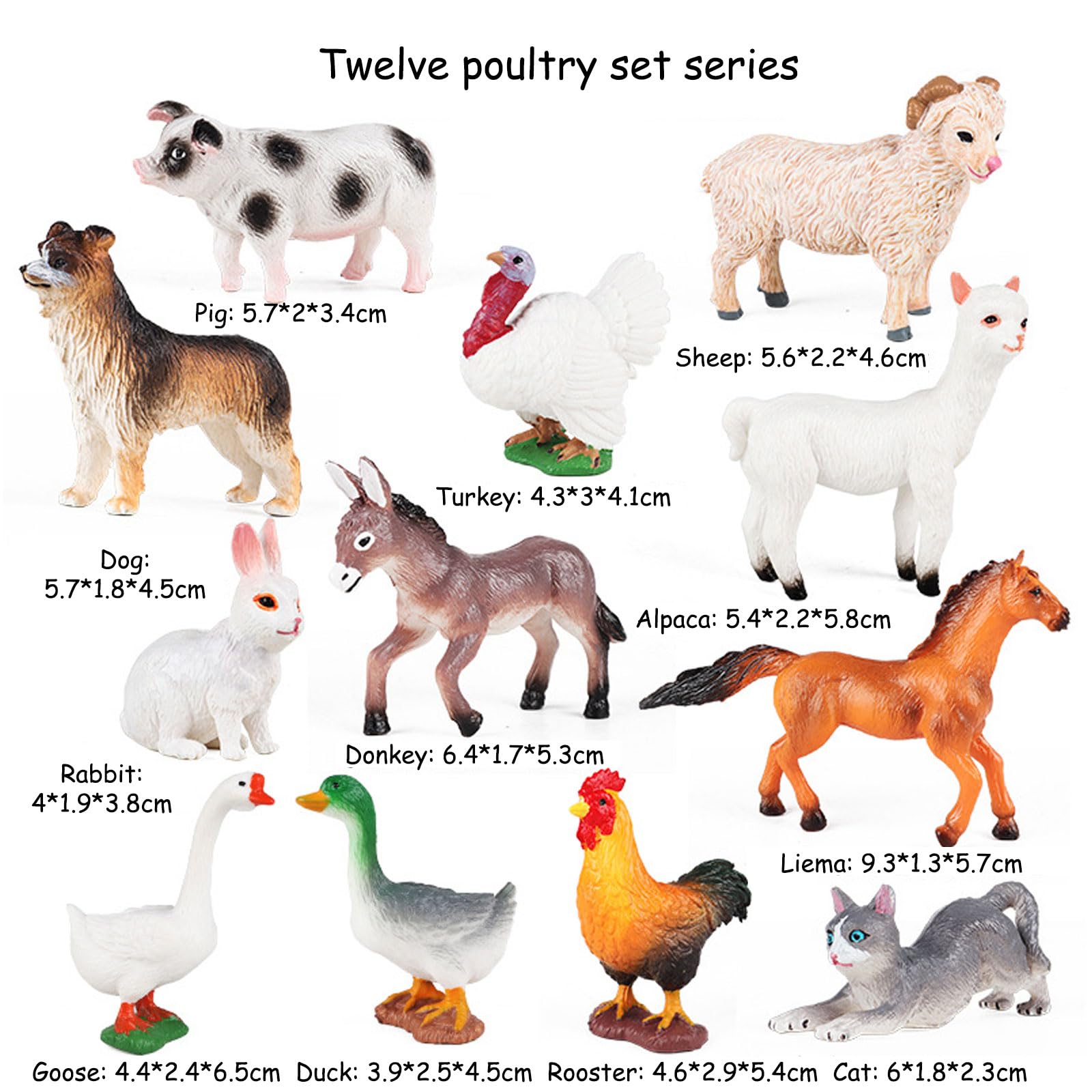 12-Piece Farm Animal Toy Set - Realistic Dog, Cat & Pig Figurines for Kids | Educational Learning Toys for Toddlers | Perfect as Christmas & Birthday Gifts, Cake Toppers & Playtime Scenes