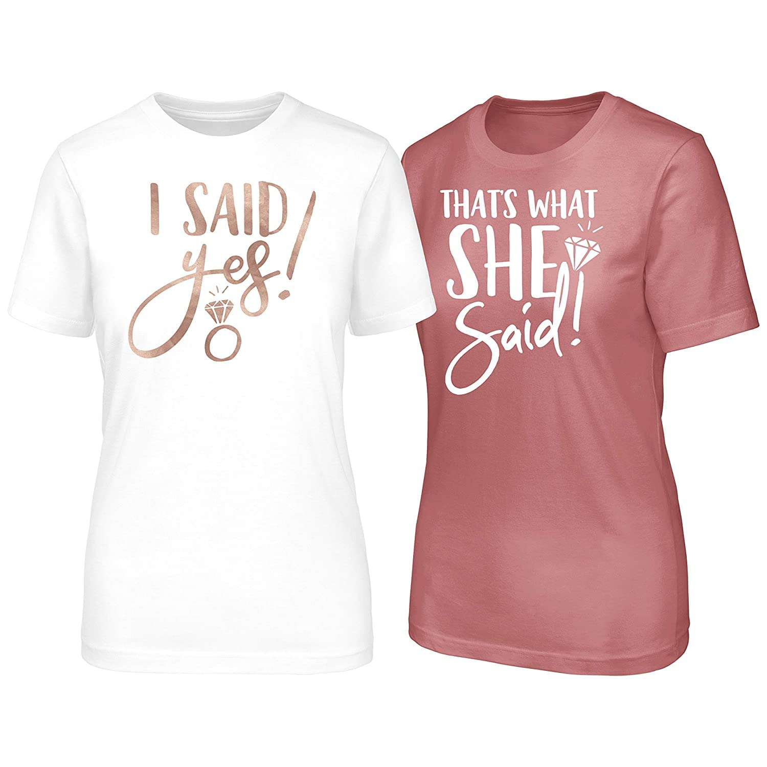 Elegant Bachelorette Party T-Shirts for Bride & Bridesmaids - Wedding Party Tees, Bridal Proposal Shirts - 'I Said Yes' & 'That's What She Said' Designs - Unisex Cotton Tops for Pre-Wedding Celebrations & Girls' Night Out
