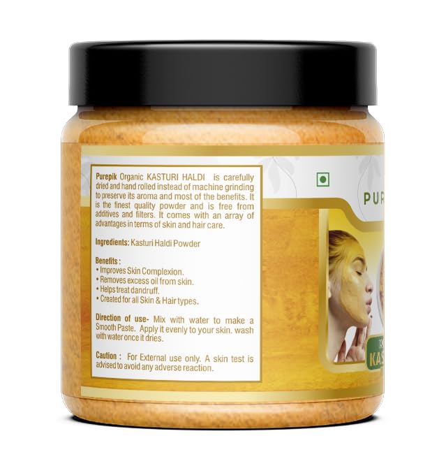Organic Kasturi Haldi Powder for Face & Skin Care - 200g Wild Turmeric Powder (Kasturi Manjal) - Brightens Complexion, Reduces Blemishes & Dark Spots - Perfect for DIY Face Masks, Skin Lightening & Ayurvedic Beauty Treatments